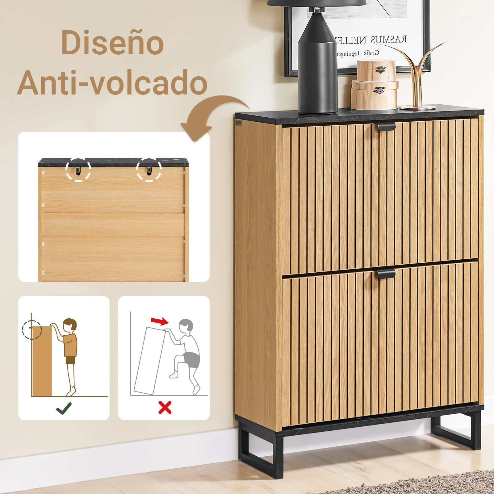 SoBuy FSR202-N Zapatero Estrecho de Entrada Recibidor con Cajones Estilo Nórdico - Image 4