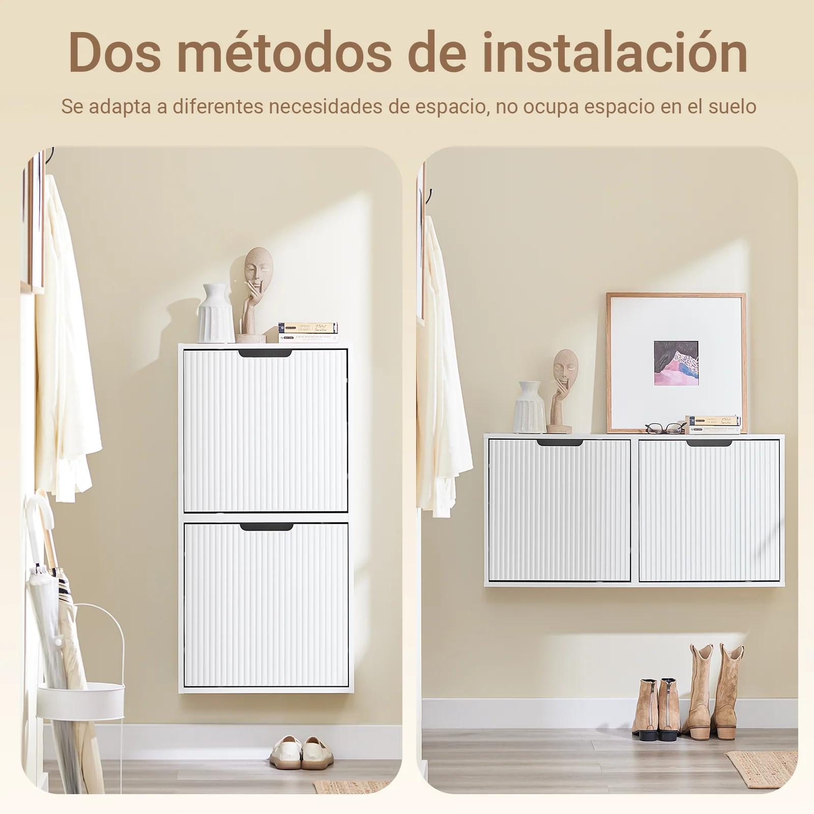 SoBuy FSR204-W Zapatero Estrecho de pared 19cm con 2 Puertas Blanco 50x19x100cm - Image 2