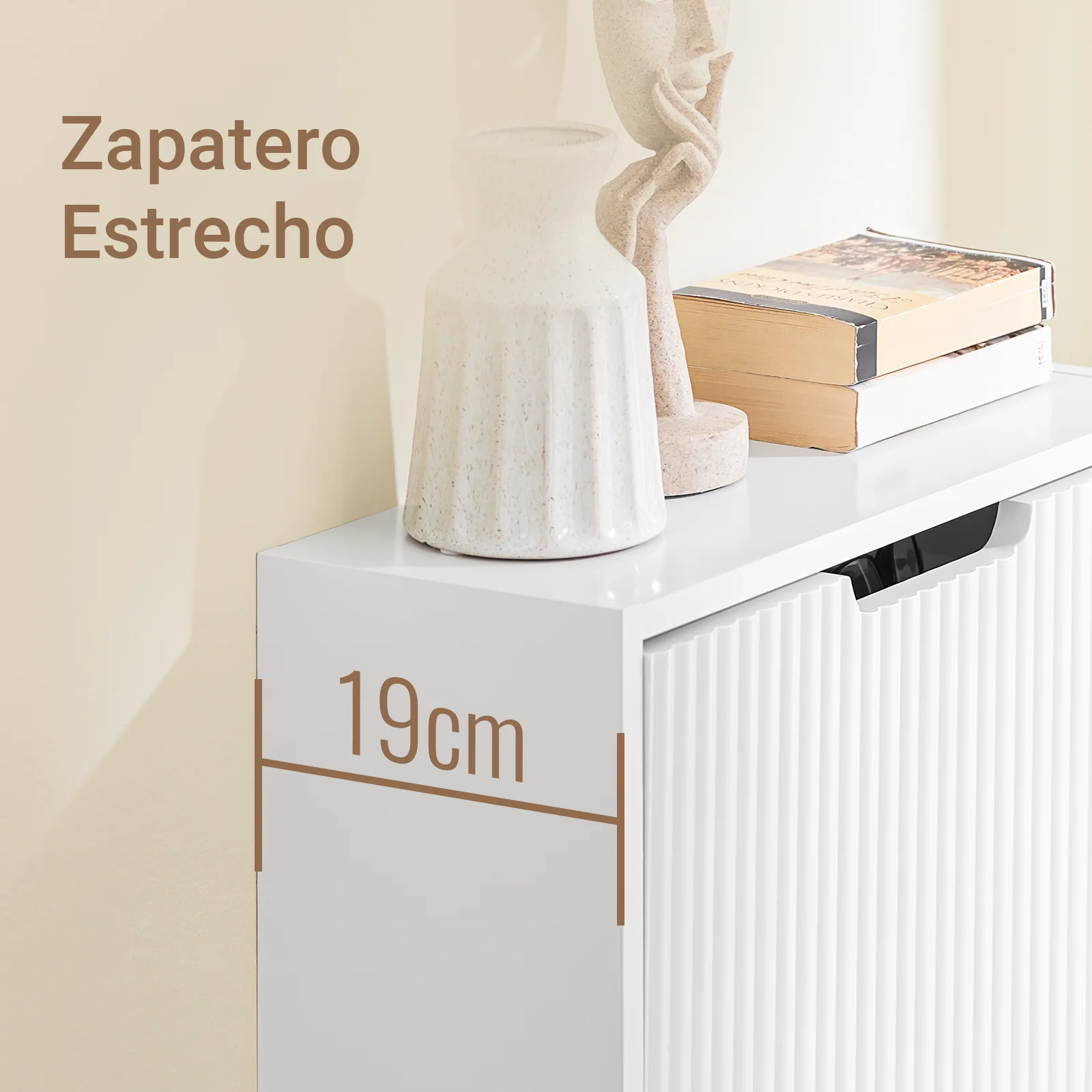 SoBuy FSR204-W Zapatero Estrecho de pared 19cm con 2 Puertas Blanco 50x19x100cm - Image 6