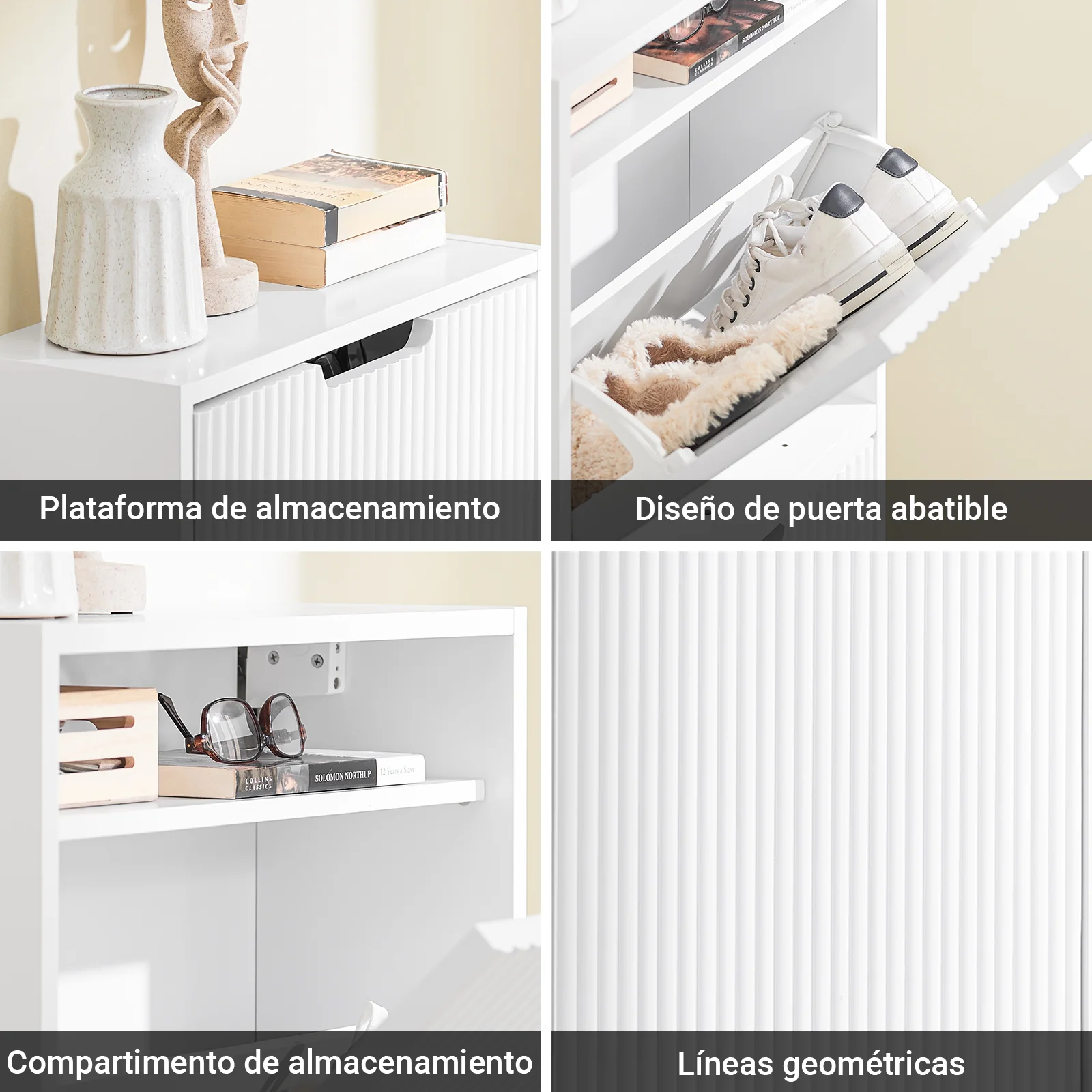 SoBuy FSR204-W Zapatero Estrecho de pared 19cm con 2 Puertas Blanco 50x19x100cm - Image 7