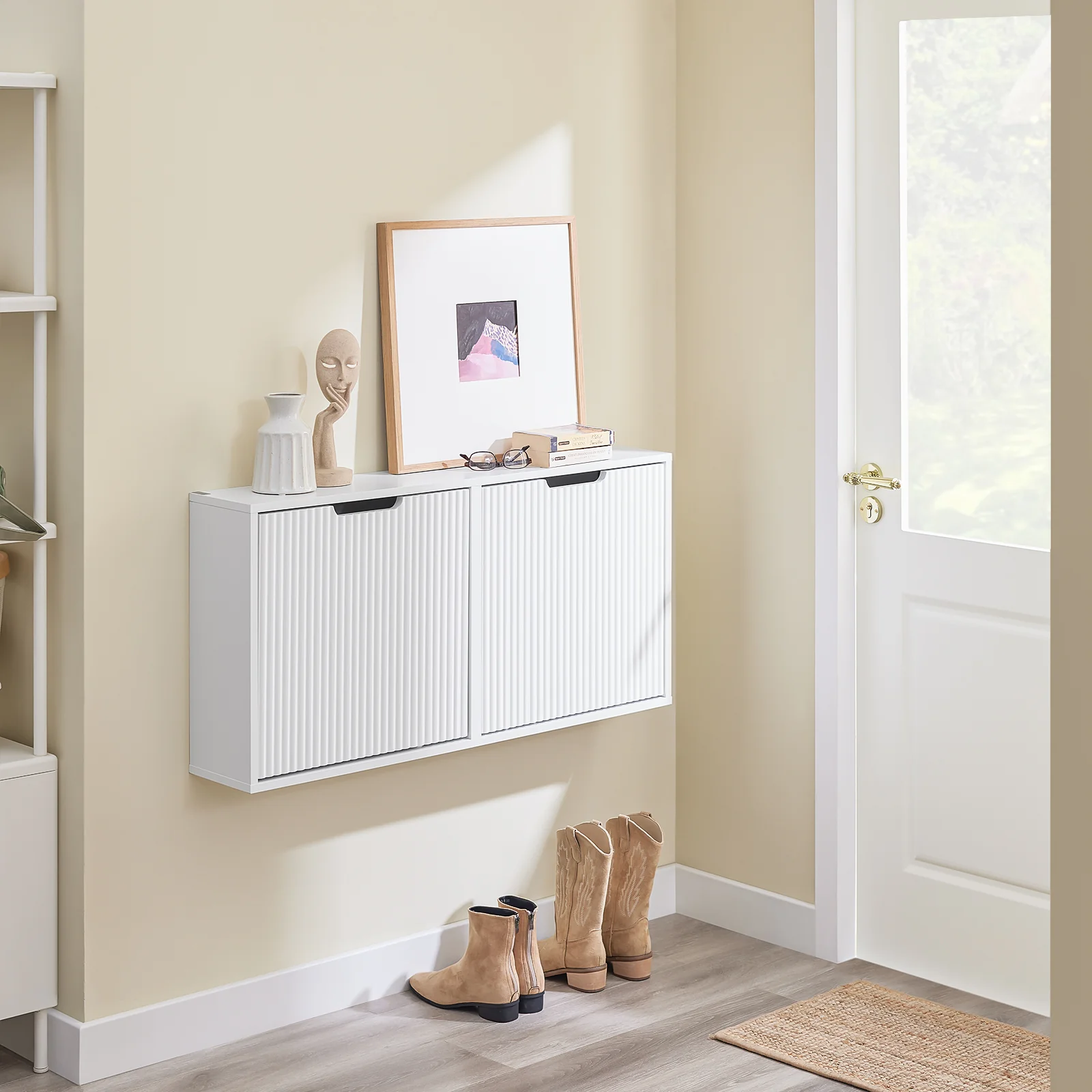 SoBuy FSR204-W Zapatero Estrecho de pared 19cm con 2 Puertas Blanco 50x19x100cm - Image 8