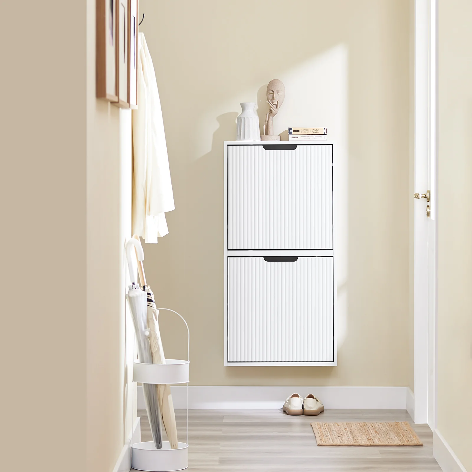 SoBuy FSR204-W Zapatero Estrecho de pared 19cm con 2 Puertas Blanco 50x19x100cm - Image 9