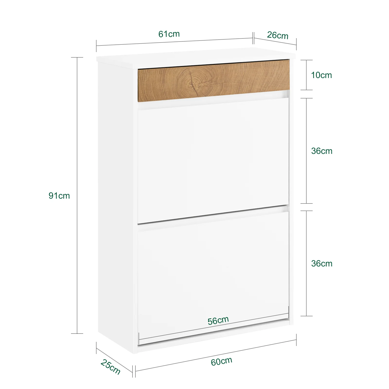 SoBuy FSR205-WN Zapatero Entrada con 2 Puertas Abatibles y Estante Blanco y Madera - Image 3