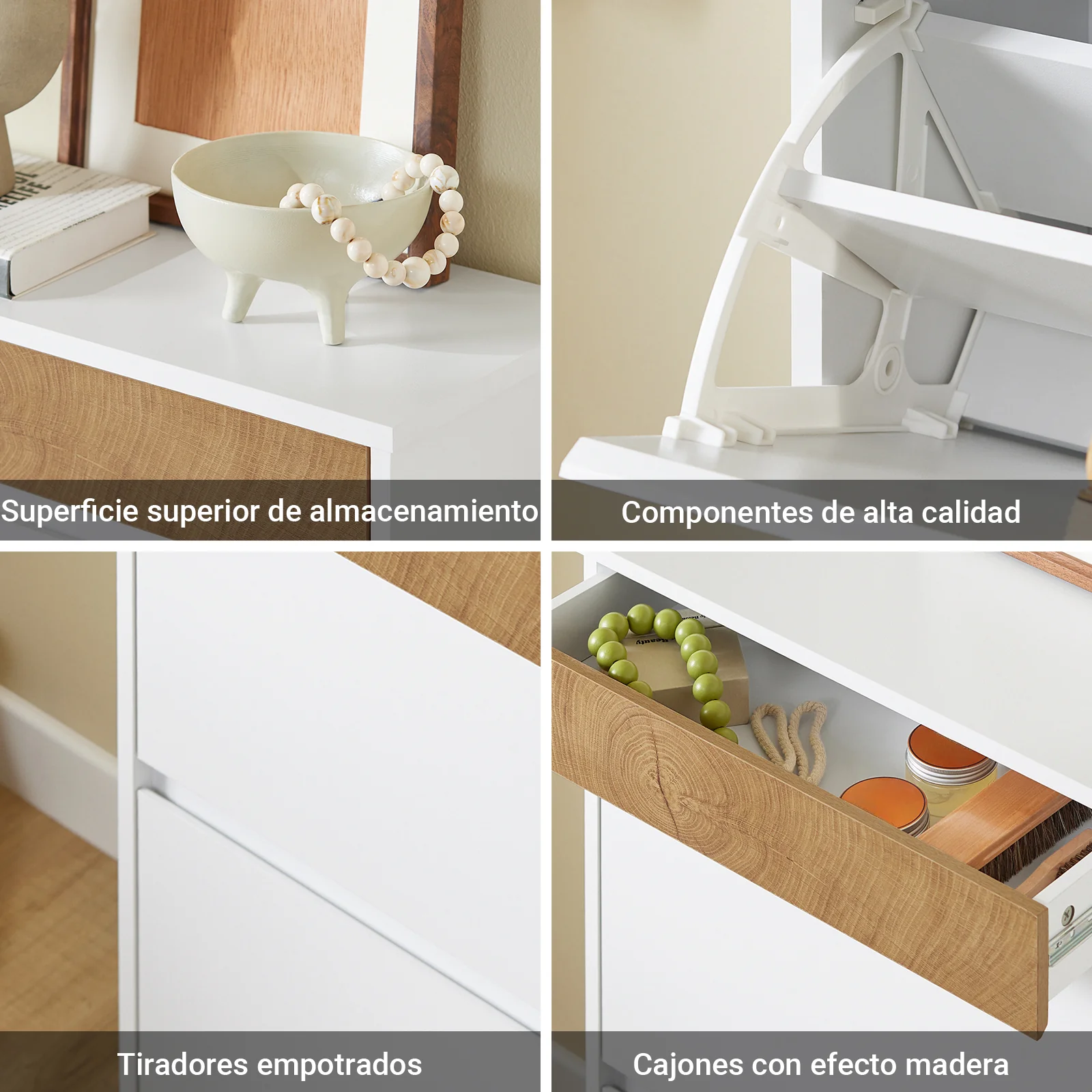 SoBuy FSR205-WN Zapatero Entrada con 2 Puertas Abatibles y Estante Blanco y Madera - Image 7