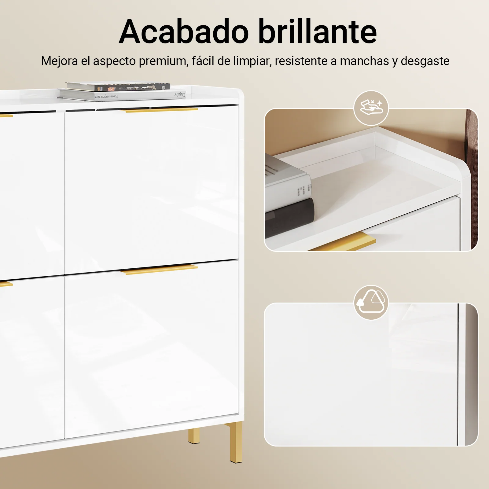 SoBuy FSR206-GW Zapatero Estrecho 19cm Armario de Zapatos con 4 Puertas Recibidor Blanco 100x19x90cm - Image 6