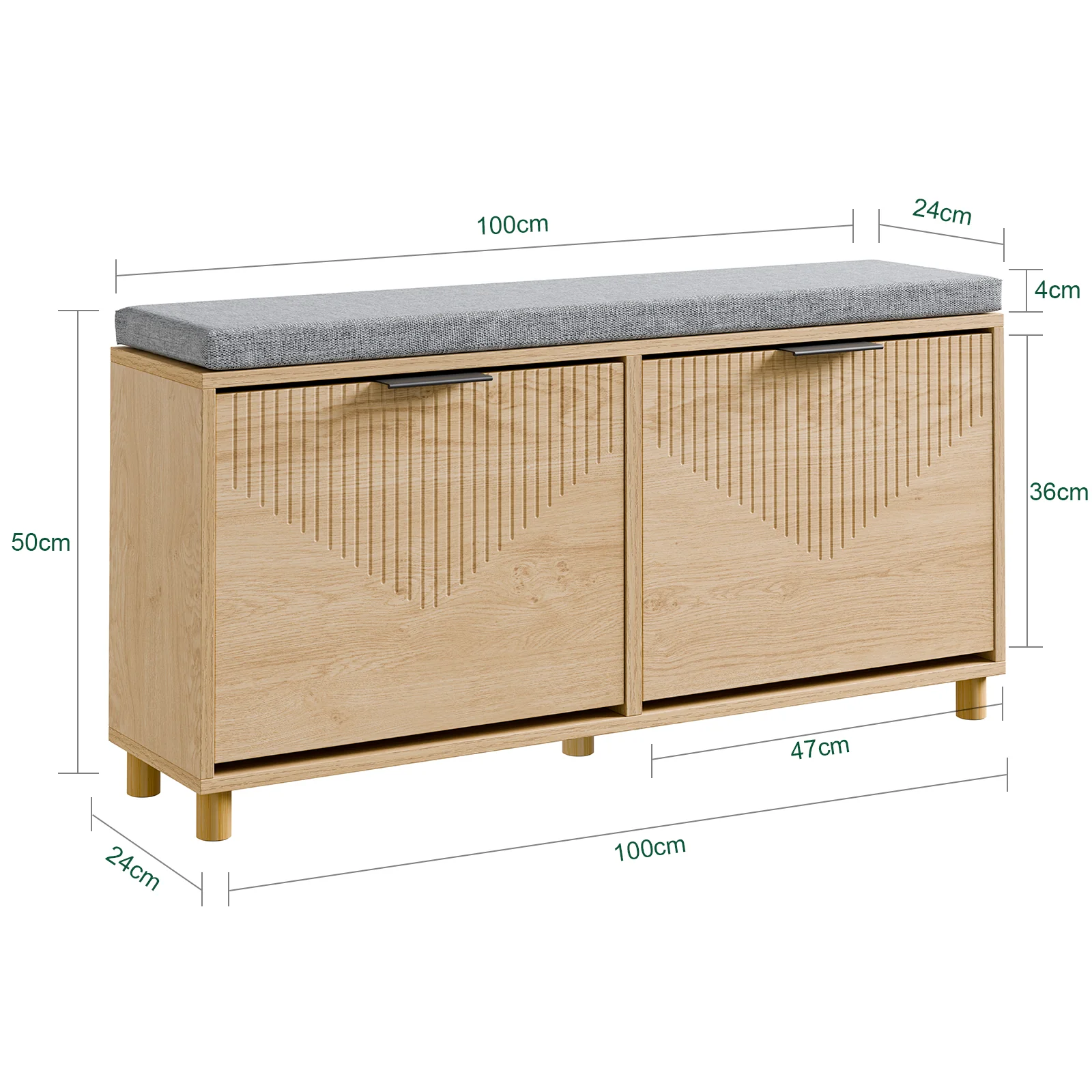 SoBuy FSR211-N Banco Zapatero con Asiento Madera 100x24x50cm - Image 3