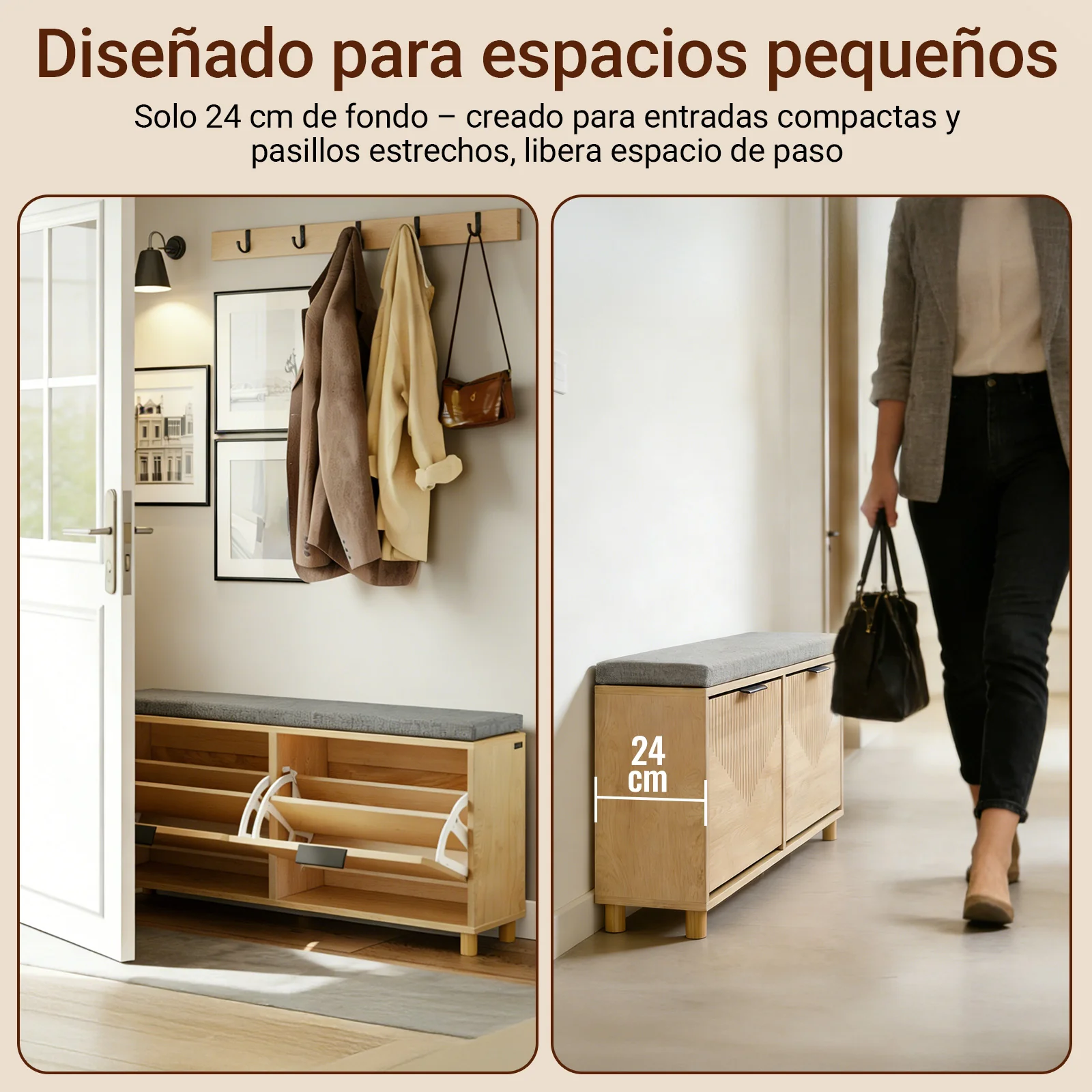 SoBuy FSR211-N Banco Zapatero con Asiento Madera 100x24x50cm - Image 4