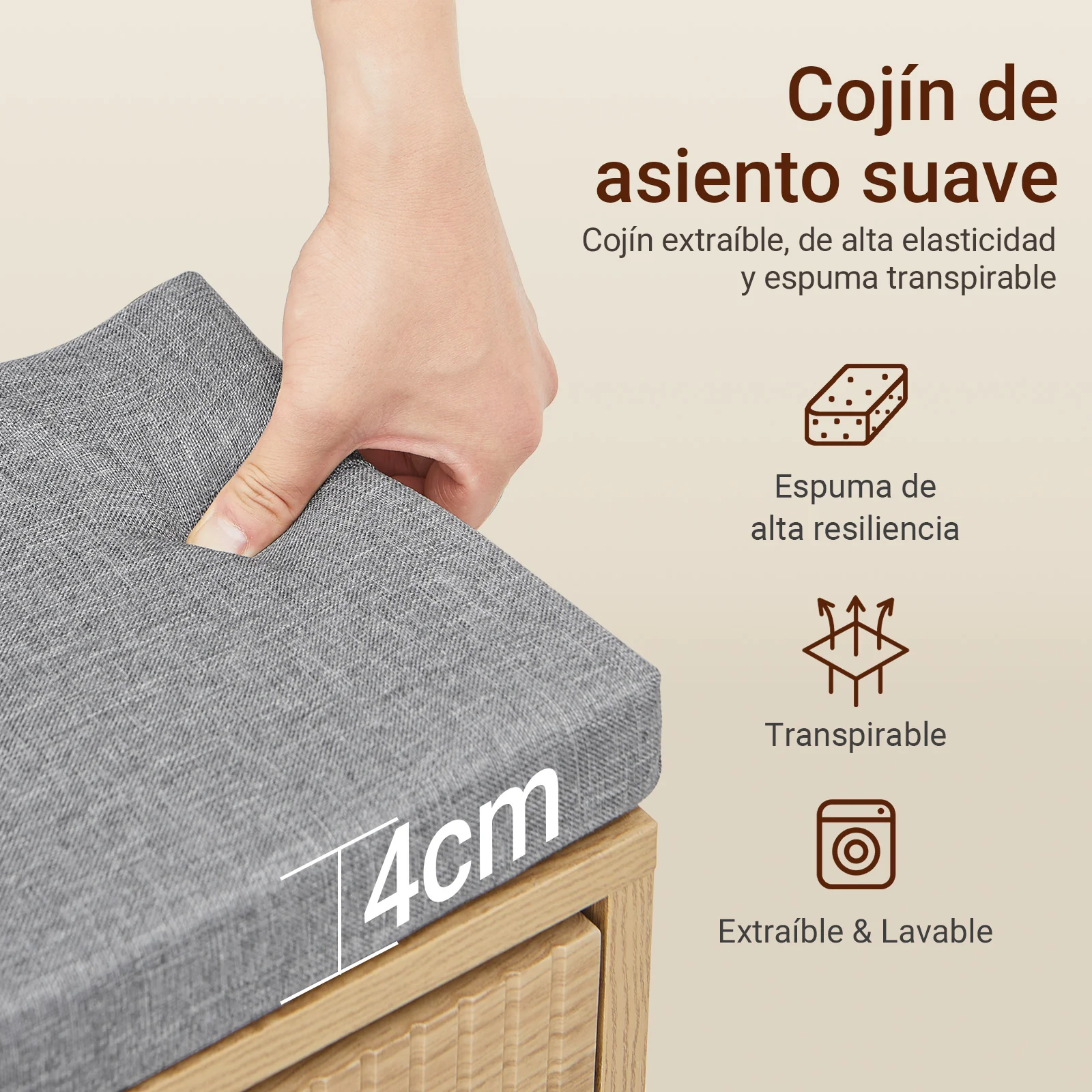 SoBuy FSR211-N Banco Zapatero con Asiento Madera 100x24x50cm - Image 6