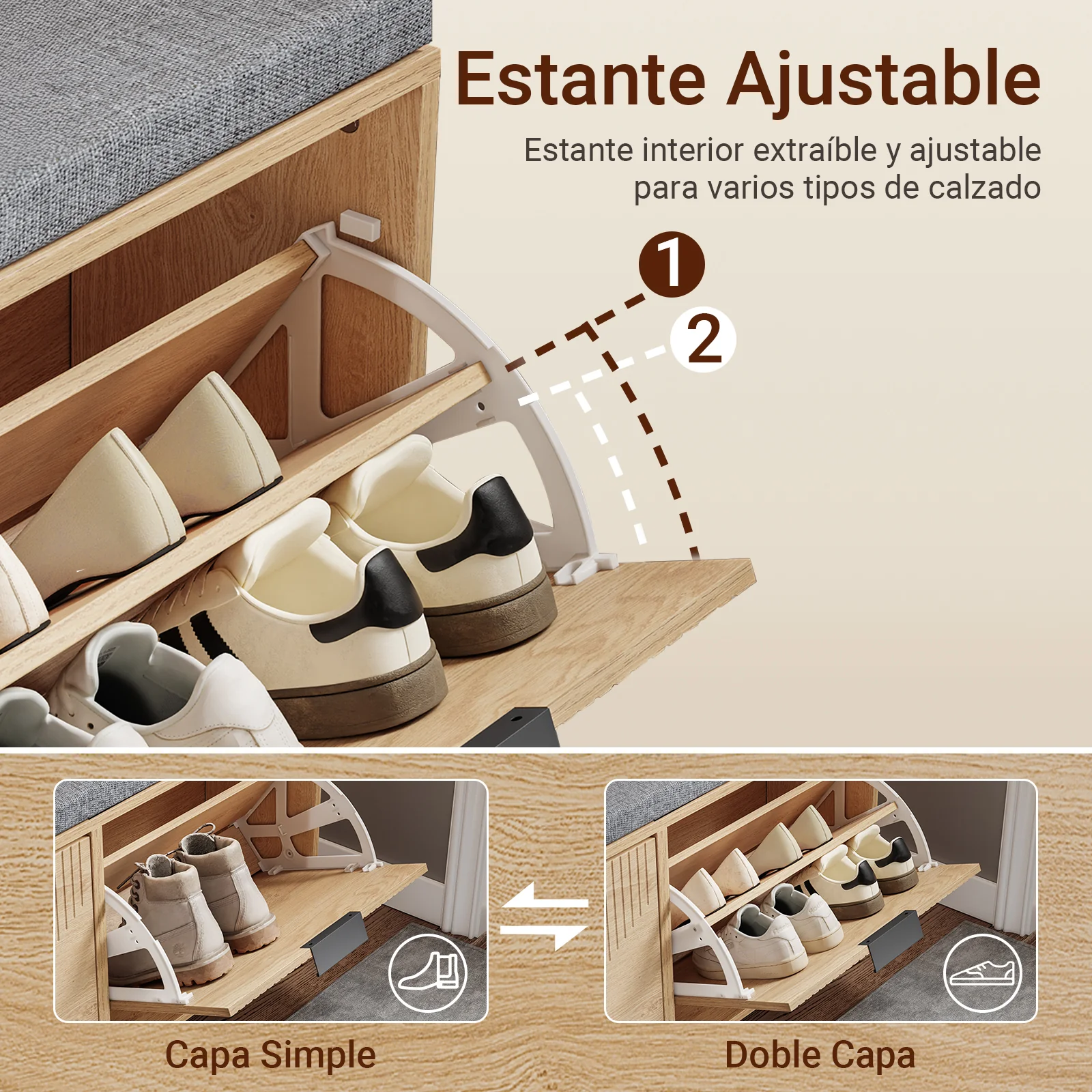 SoBuy FSR211-N Banco Zapatero con Asiento Madera 100x24x50cm - Image 7