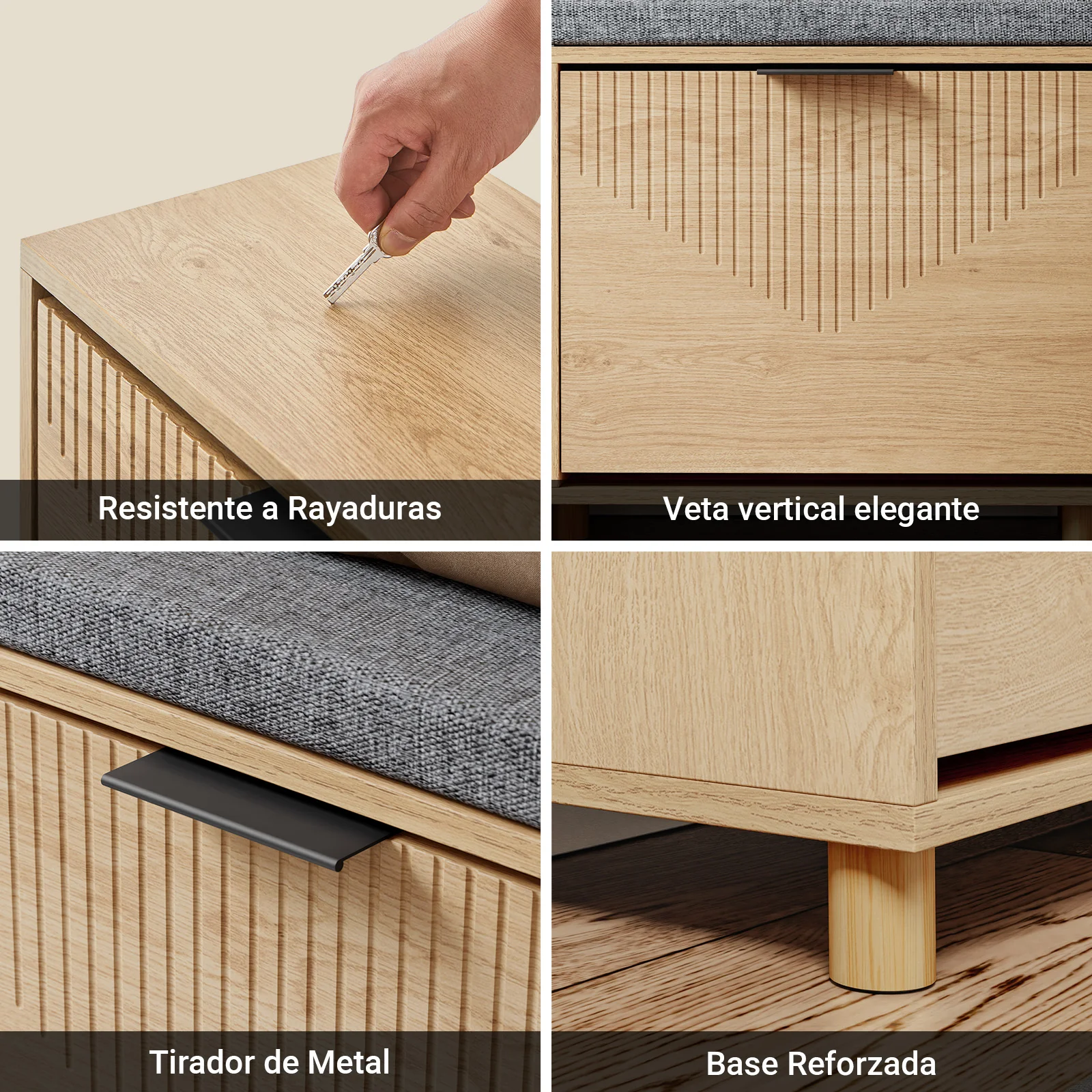 SoBuy FSR211-N Banco Zapatero con Asiento Madera 100x24x50cm - Image 9