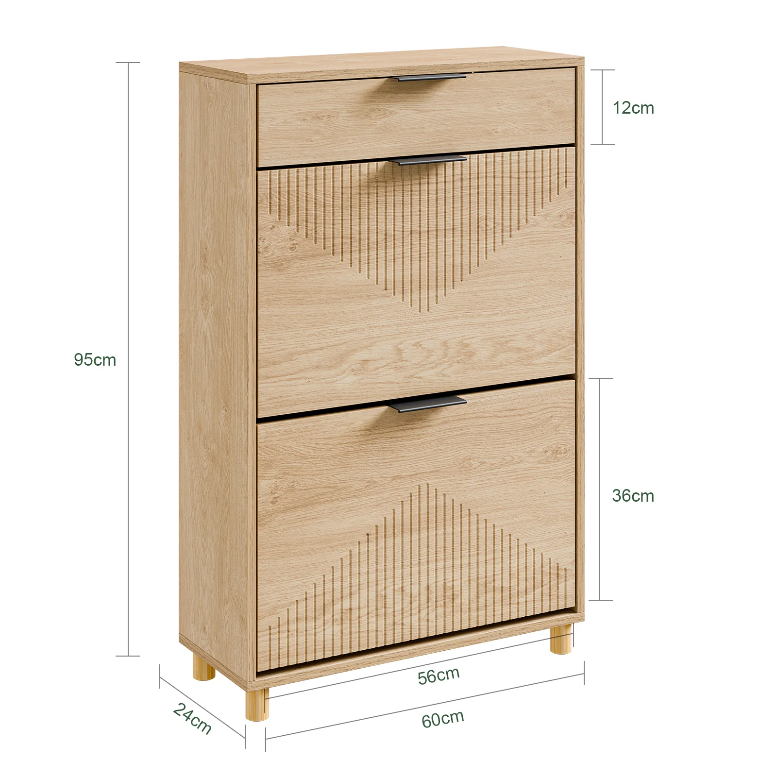 SoBuy FSR212-N Zapatero Estrecho Madera 24cm con cajón y 2 puertas - Image 3