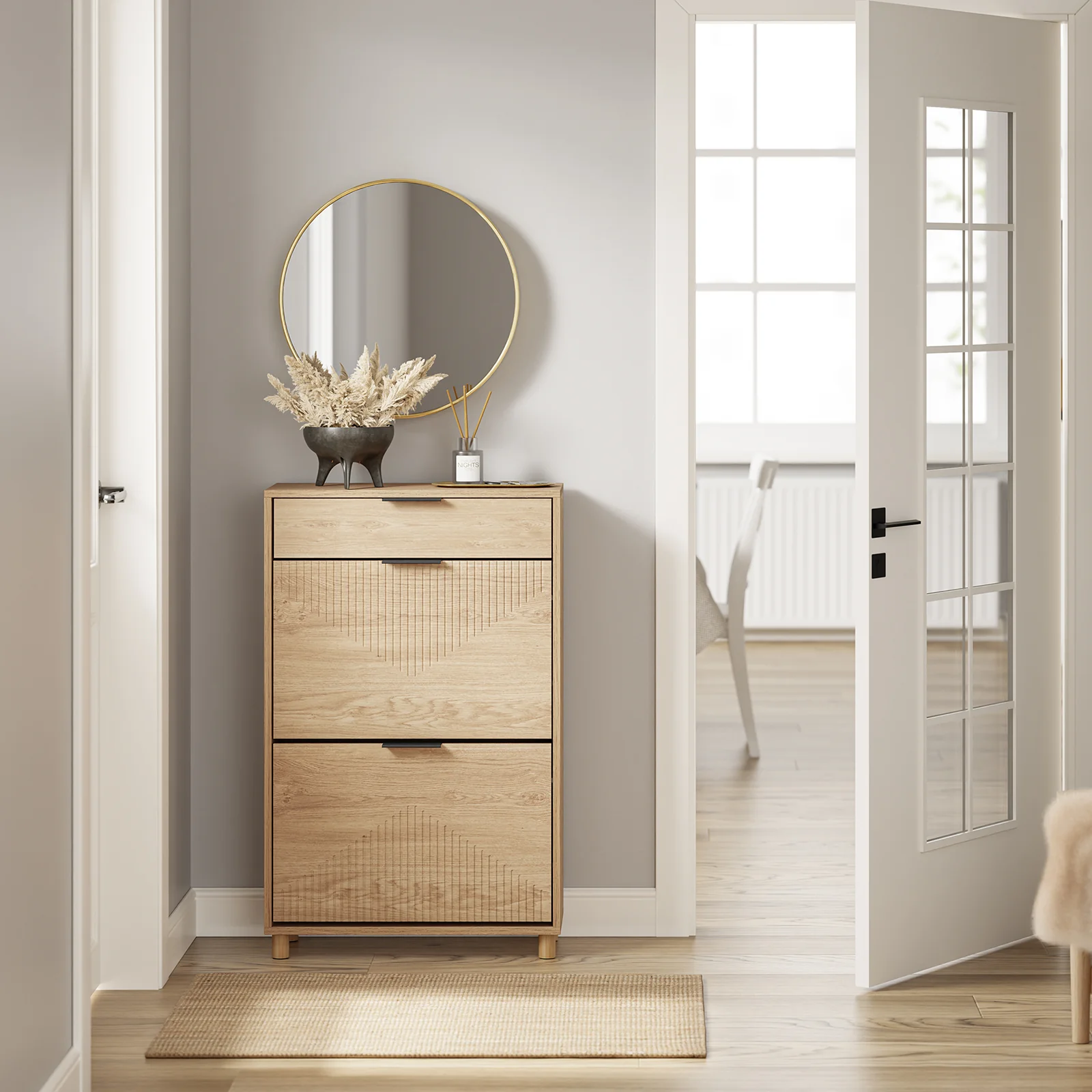 SoBuy FSR212-N Zapatero Estrecho Madera 24cm con cajón y 2 puertas - Image 9