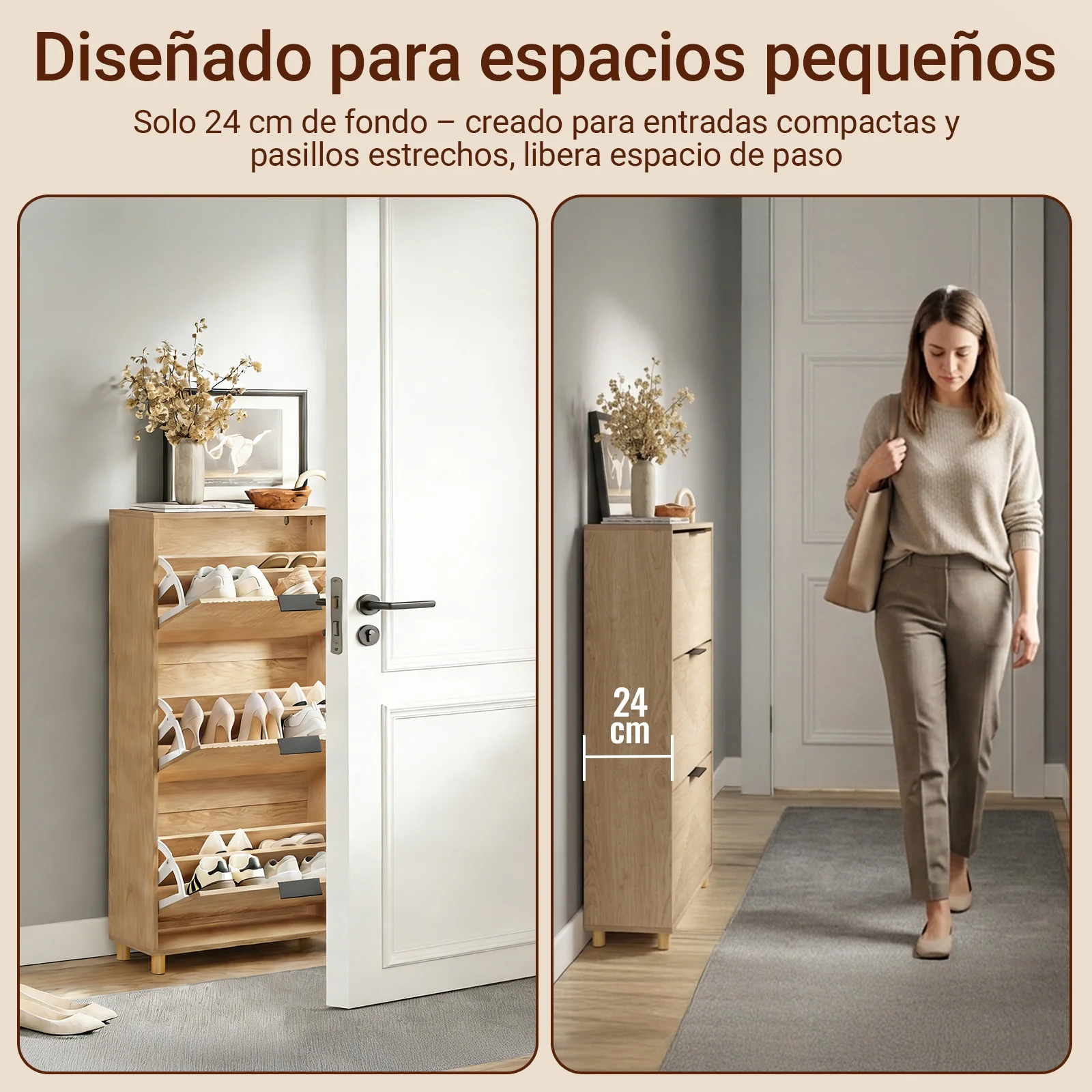 SoBuy FSR213-N Zapatero Estrecho Madera 24cm Diseño nórdico - Image 4