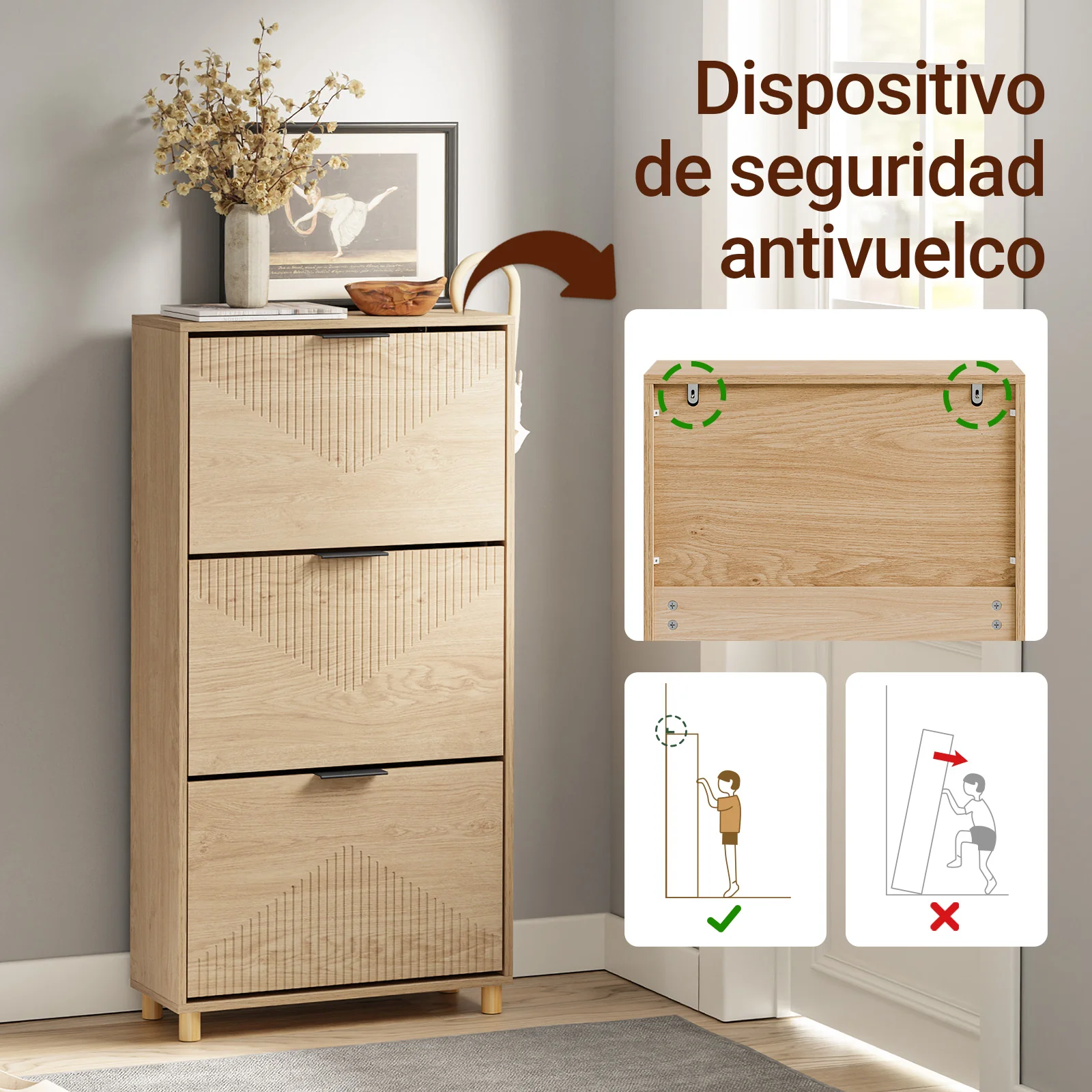 SoBuy FSR213-N Zapatero Estrecho Madera 24cm Diseño nórdico - Image 5