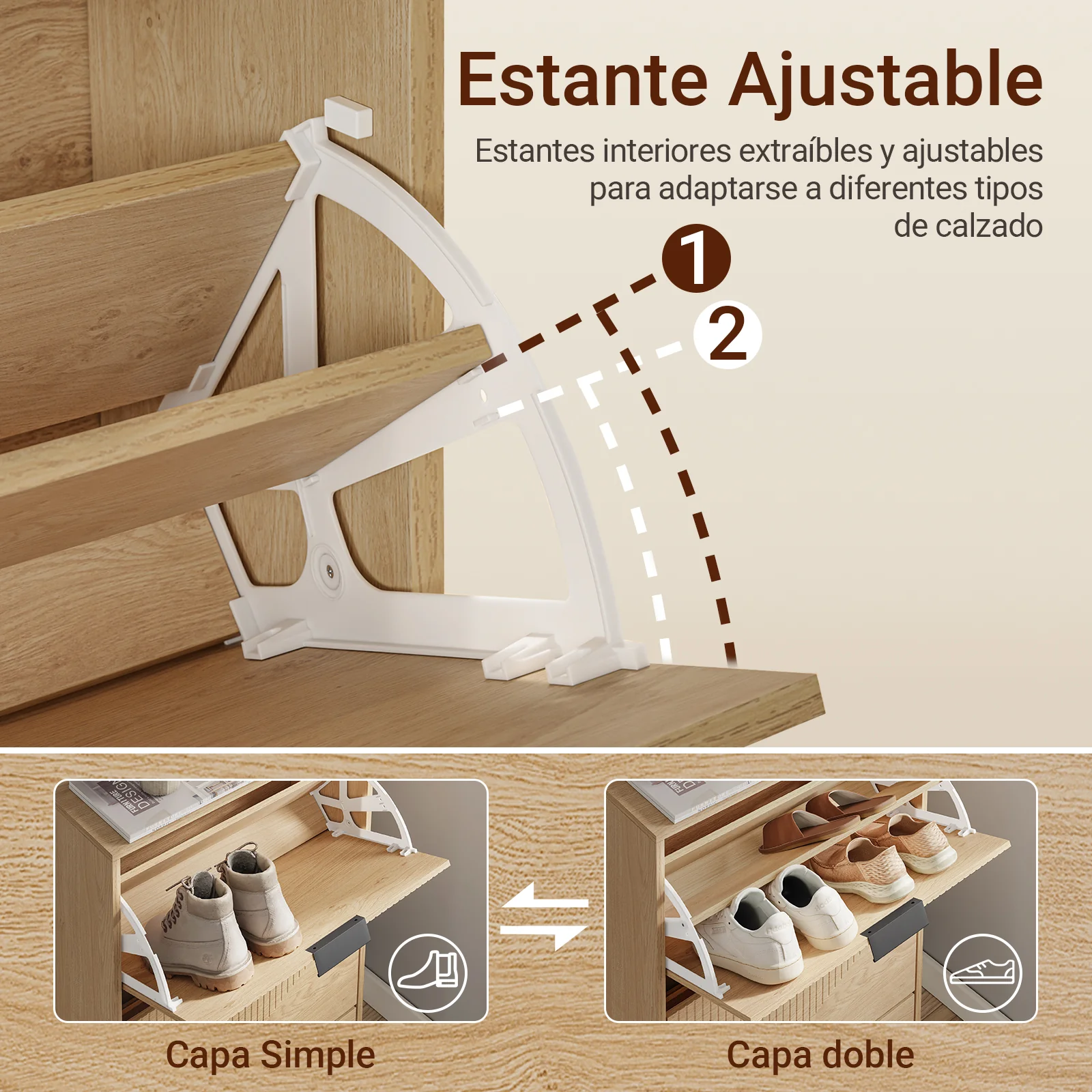 SoBuy FSR213-N Zapatero Estrecho Madera 24cm Diseño nórdico - Image 6