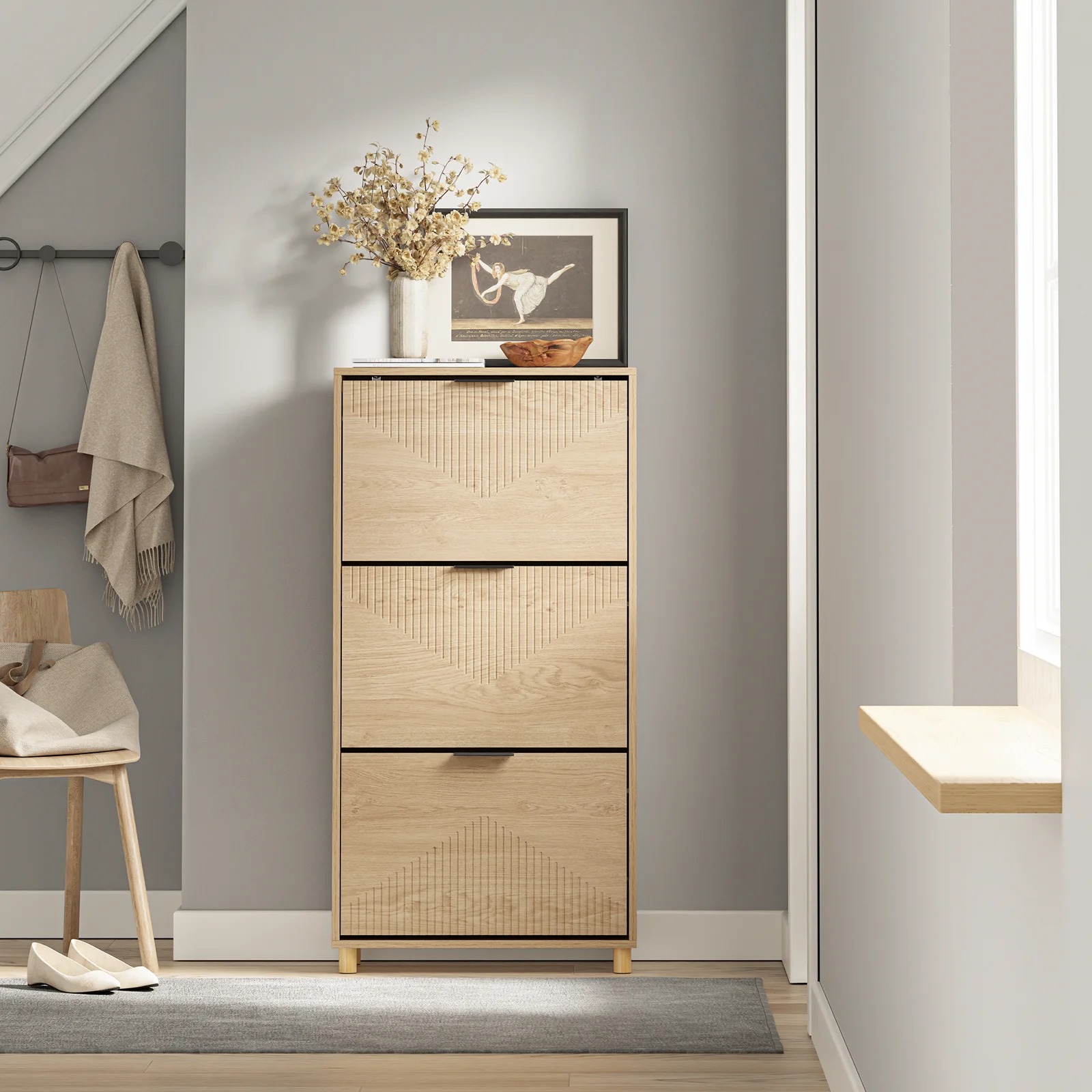 SoBuy FSR213-N Zapatero Estrecho Madera 24cm Diseño nórdico - Image 8