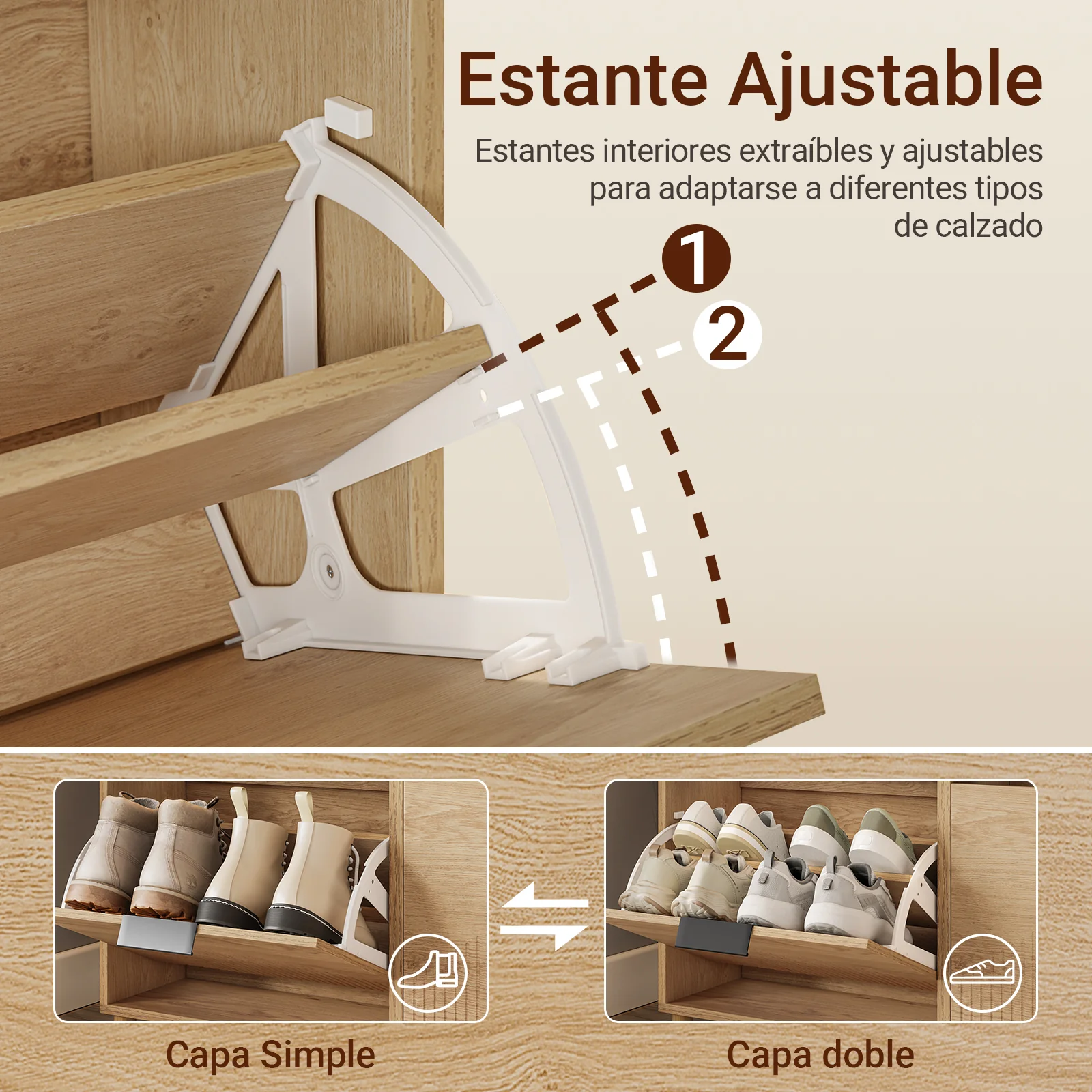 SoBuy FSR214-N Zapatero Estrecho 24cm para Entrada Madera para Zapatos hasta Talla 47 - Image 6
