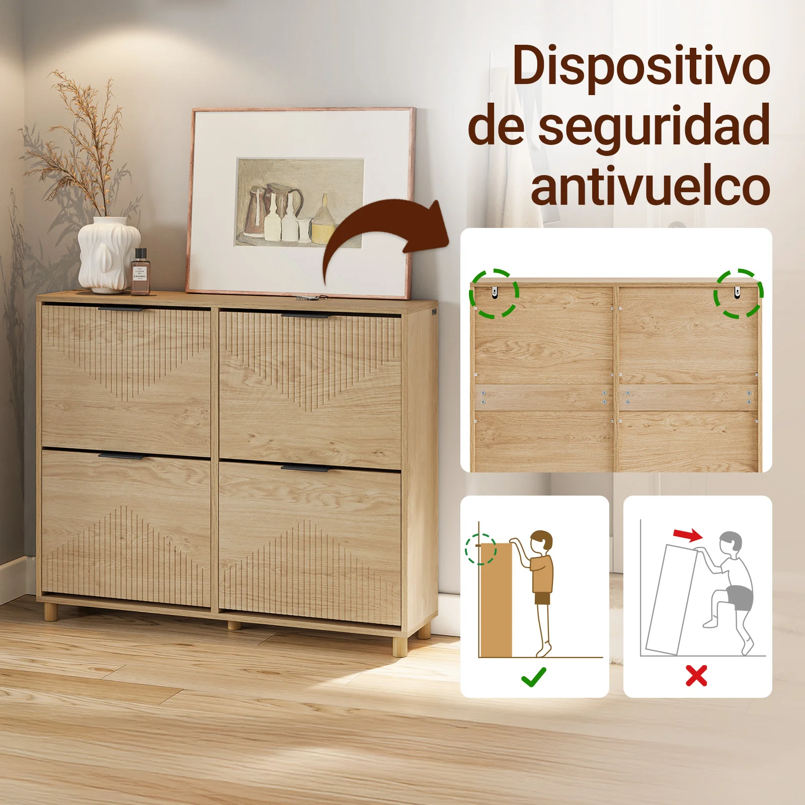 SoBuy FSR214-N Zapatero Estrecho 24cm para Entrada Madera para Zapatos hasta Talla 47 - Image 7