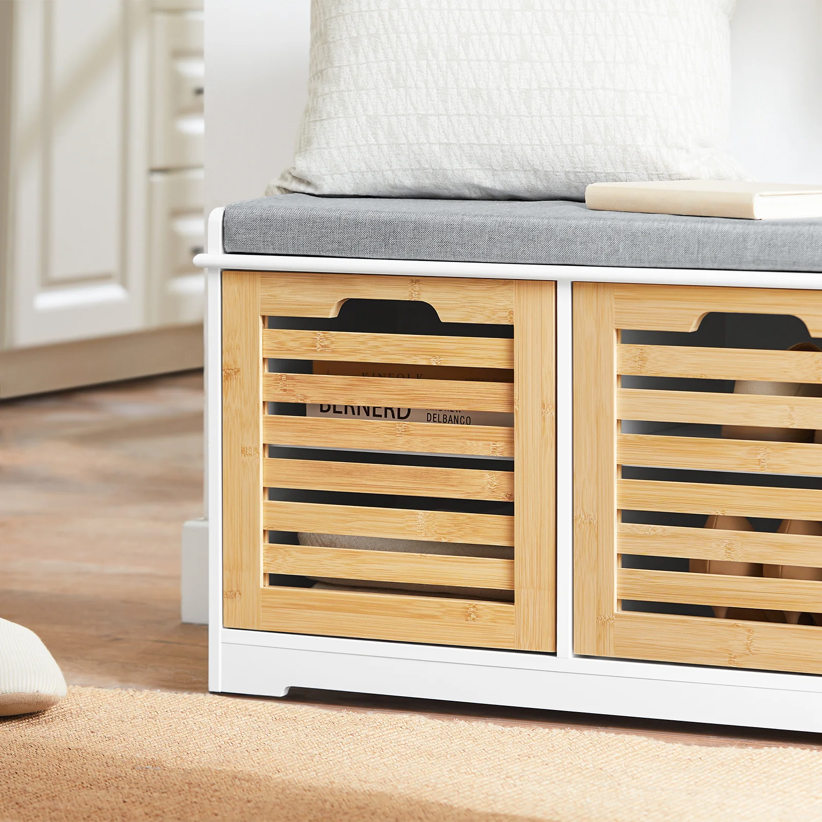SoBuy FSR23-II-WN Banco Zapatero con 2 Puertas para Entrada Natural - Image 9