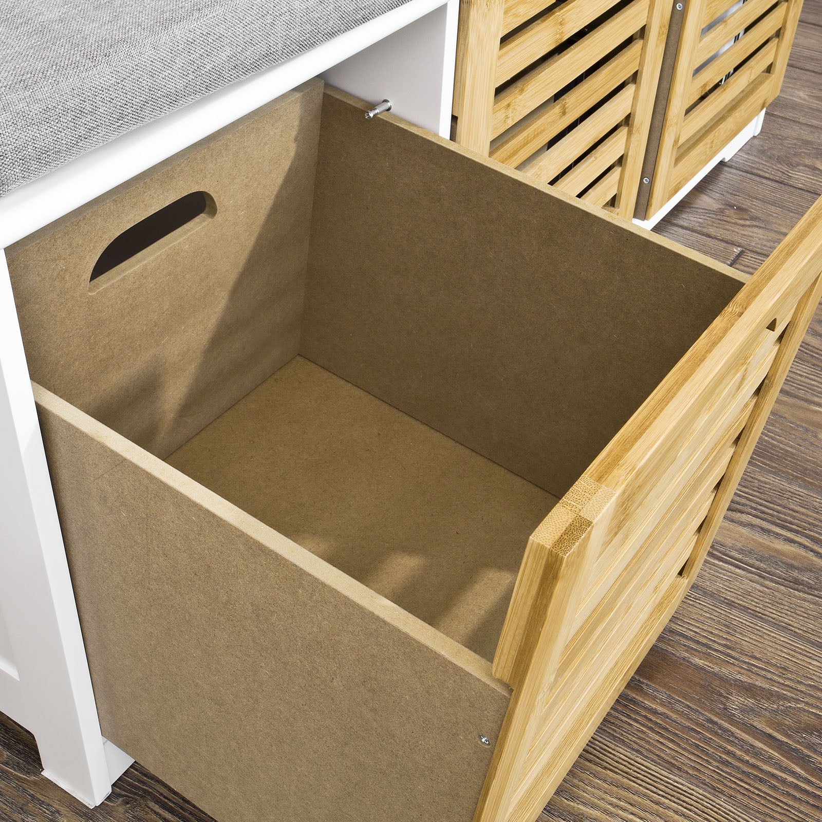 SoBuy FSR23-WN+FHK19-WN  Set de 1 Banco Zapatero y 1 Estante de Pared - Image 8