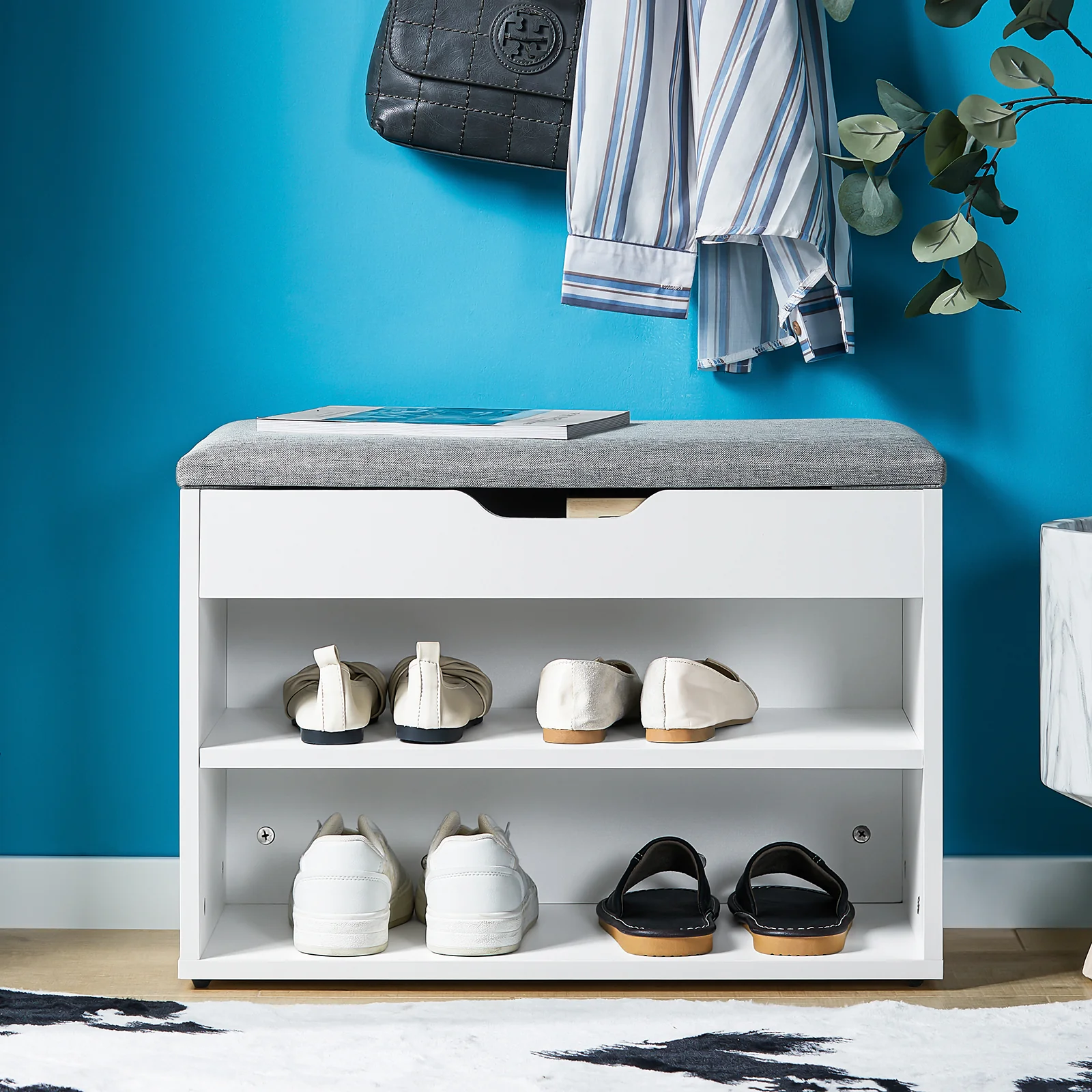 SoBuy FSR25-HG Banco Zapatero con 2 niveles blanco - Image 3