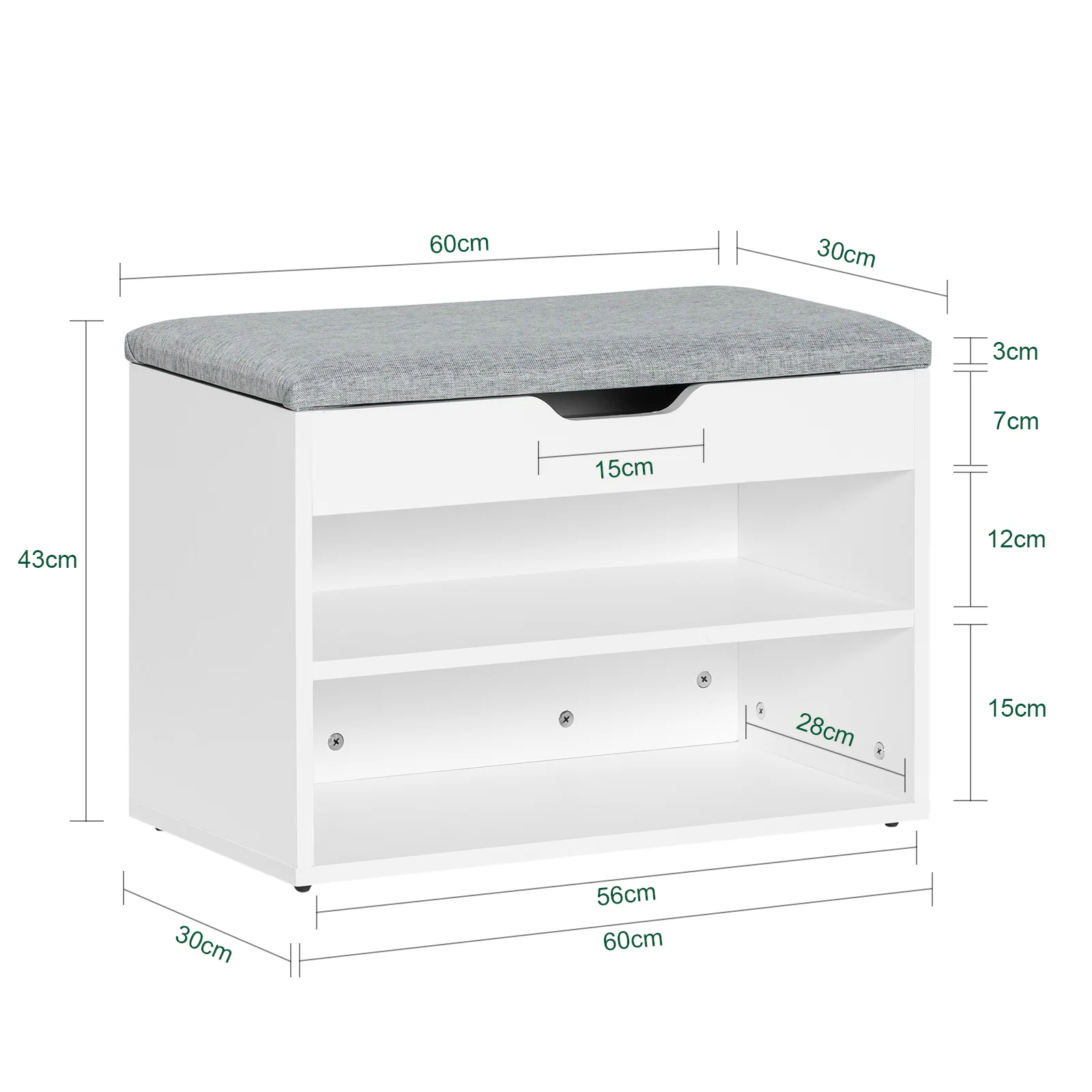 SoBuy FSR25-HG Banco Zapatero con 2 niveles blanco - Image 5