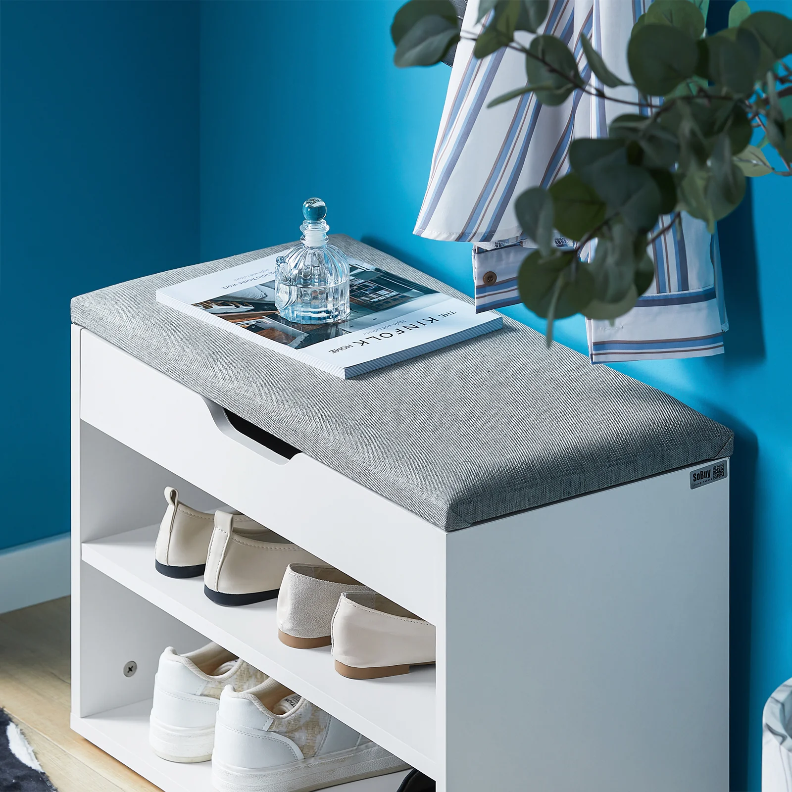 SoBuy FSR25-HG Banco Zapatero con 2 niveles blanco - Image 6