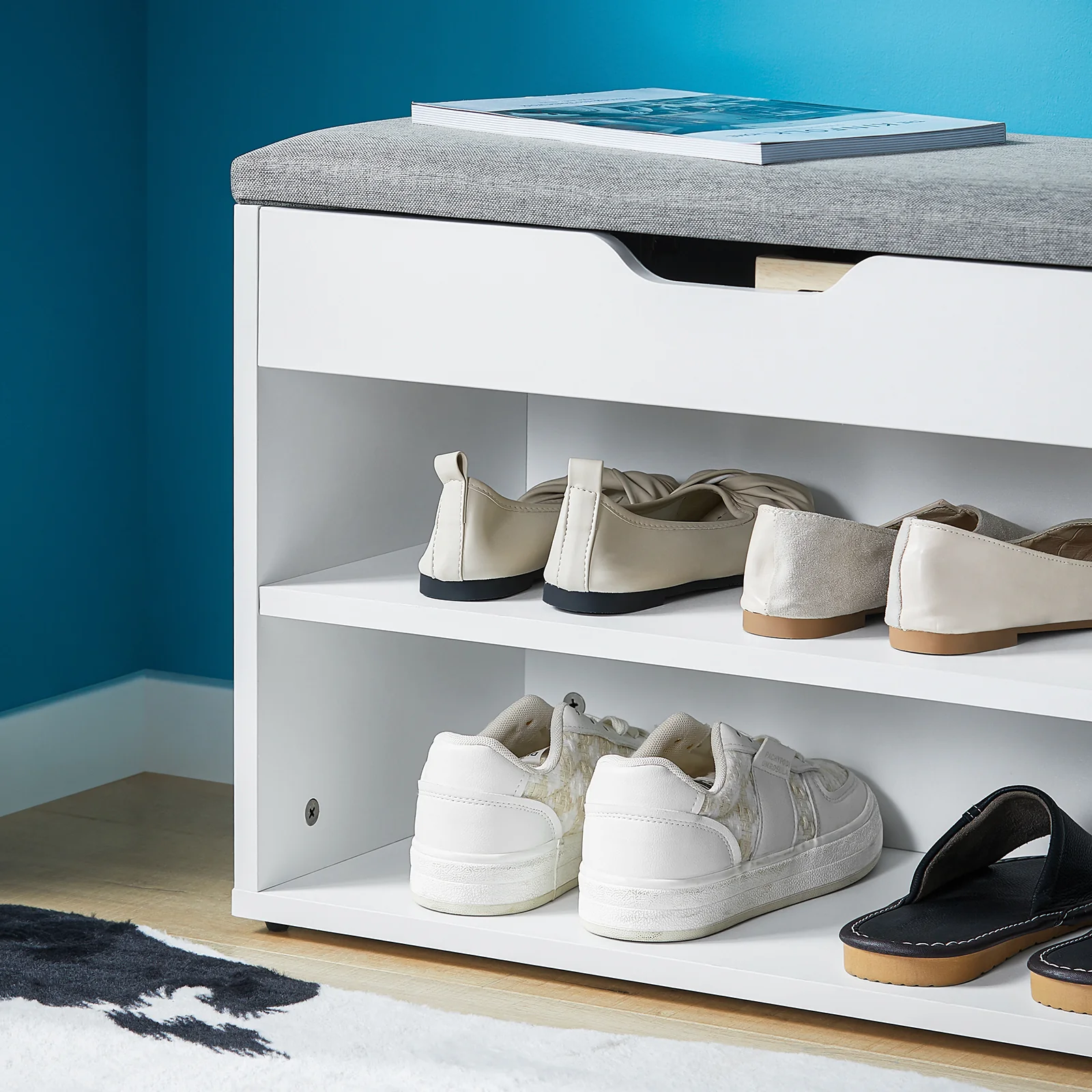 SoBuy FSR25-HG Banco Zapatero con 2 niveles blanco - Image 9