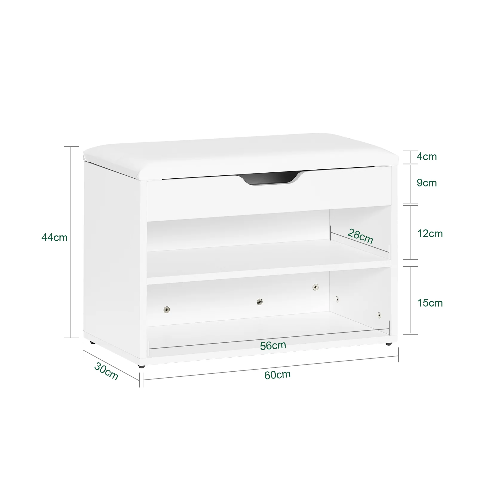 SoBuy FSR25-W Banco zapatero con asiento de PU Blanco - Image 3