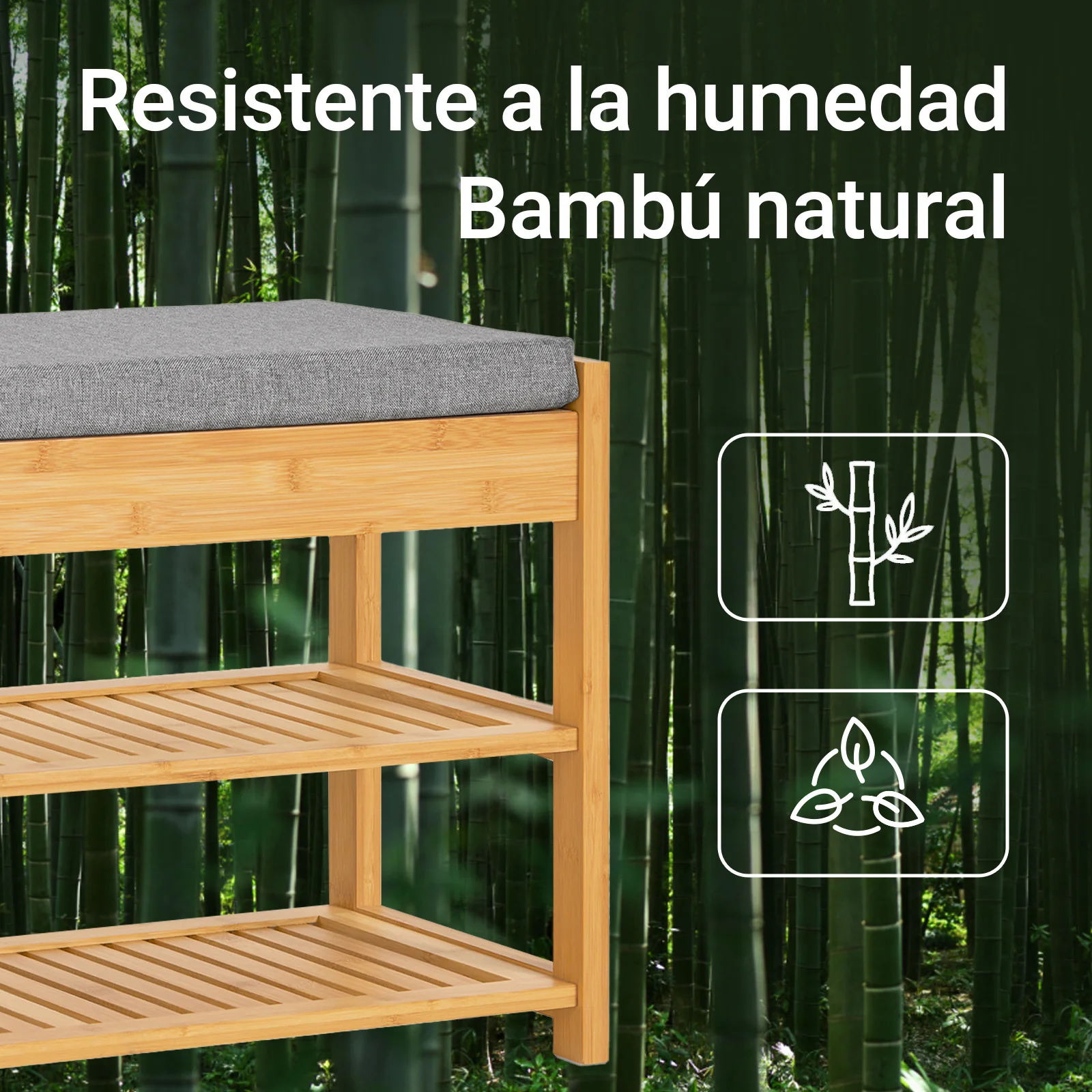 SoBuy FSR49-N Banco Zapatero con cajón y cojín Bambú - Image 6