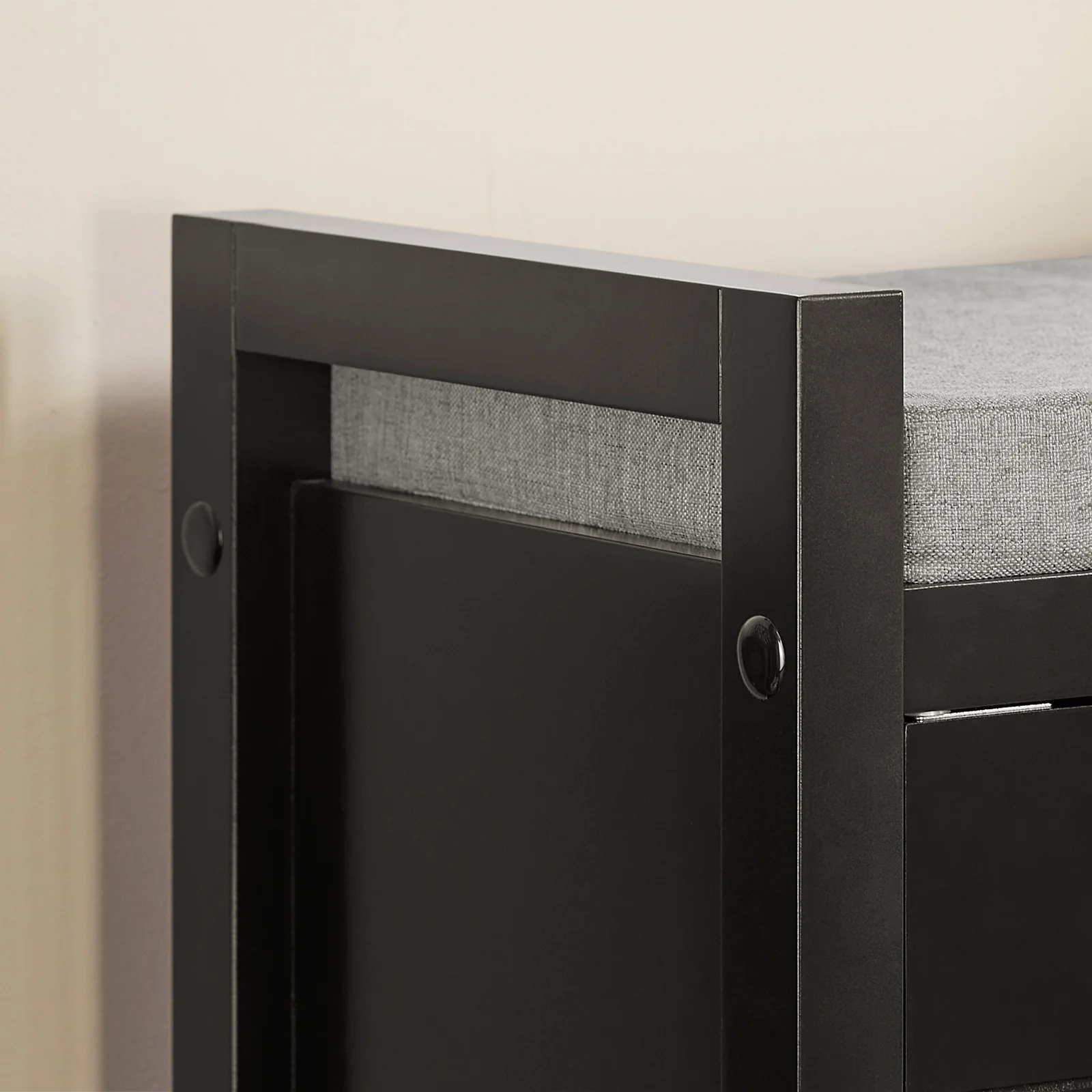 SoBuy FSR63-II-SCH Banco Zapatero con Asiento y Almacenaje con 2 Puertas Negro - Image 8