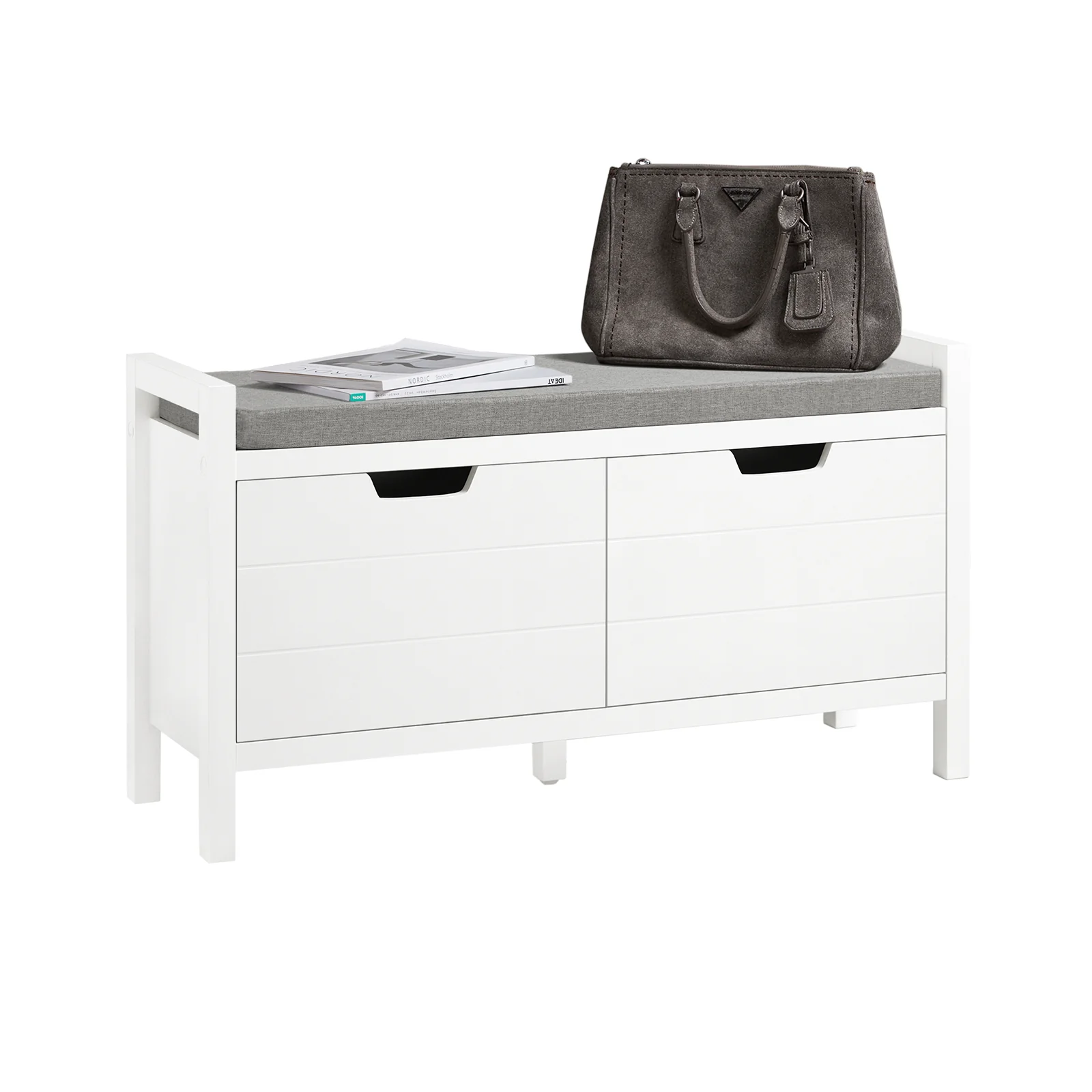 SoBuy FSR63-II-W Zapatero Banco con 2 Puertas Blanco