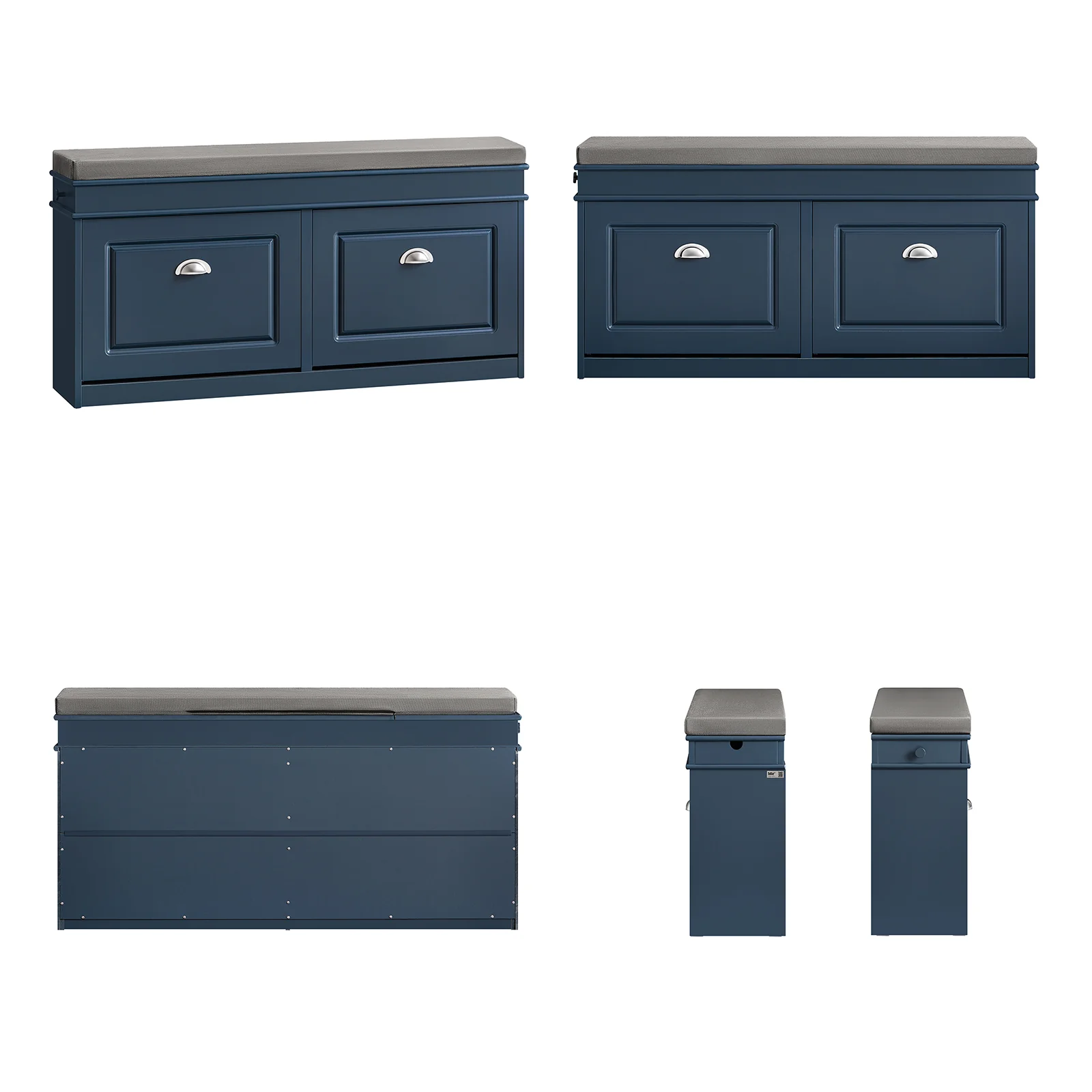 SoBuy FSR64-B Zapatero Banco estrecho con 2 Puertas Abatibles Azul fondo 24cm - Image 10