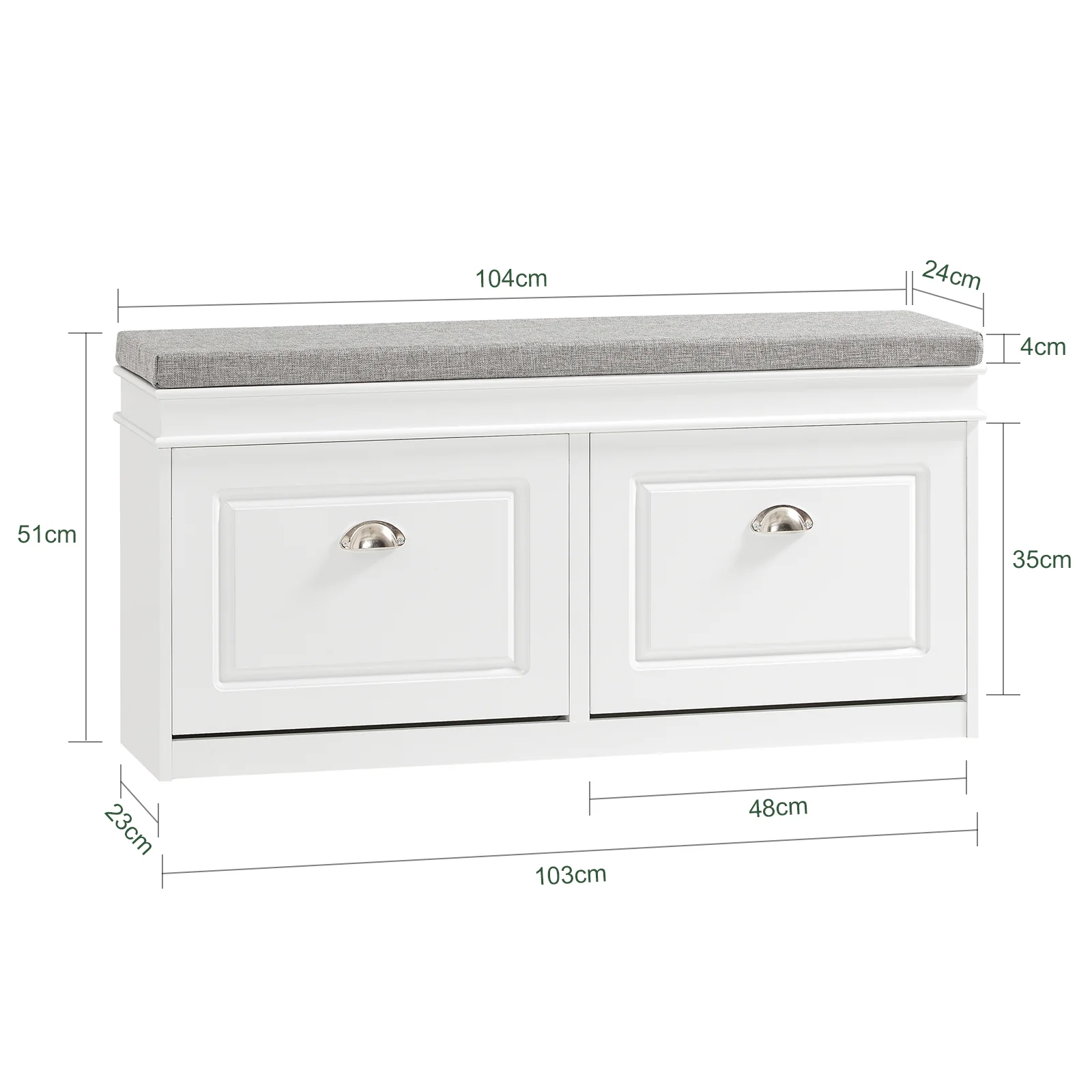 SoBuy FSR64-W+FRG282-W Set de Mueble recibidor Zapatero x1 con Perchero x1 - Image 3