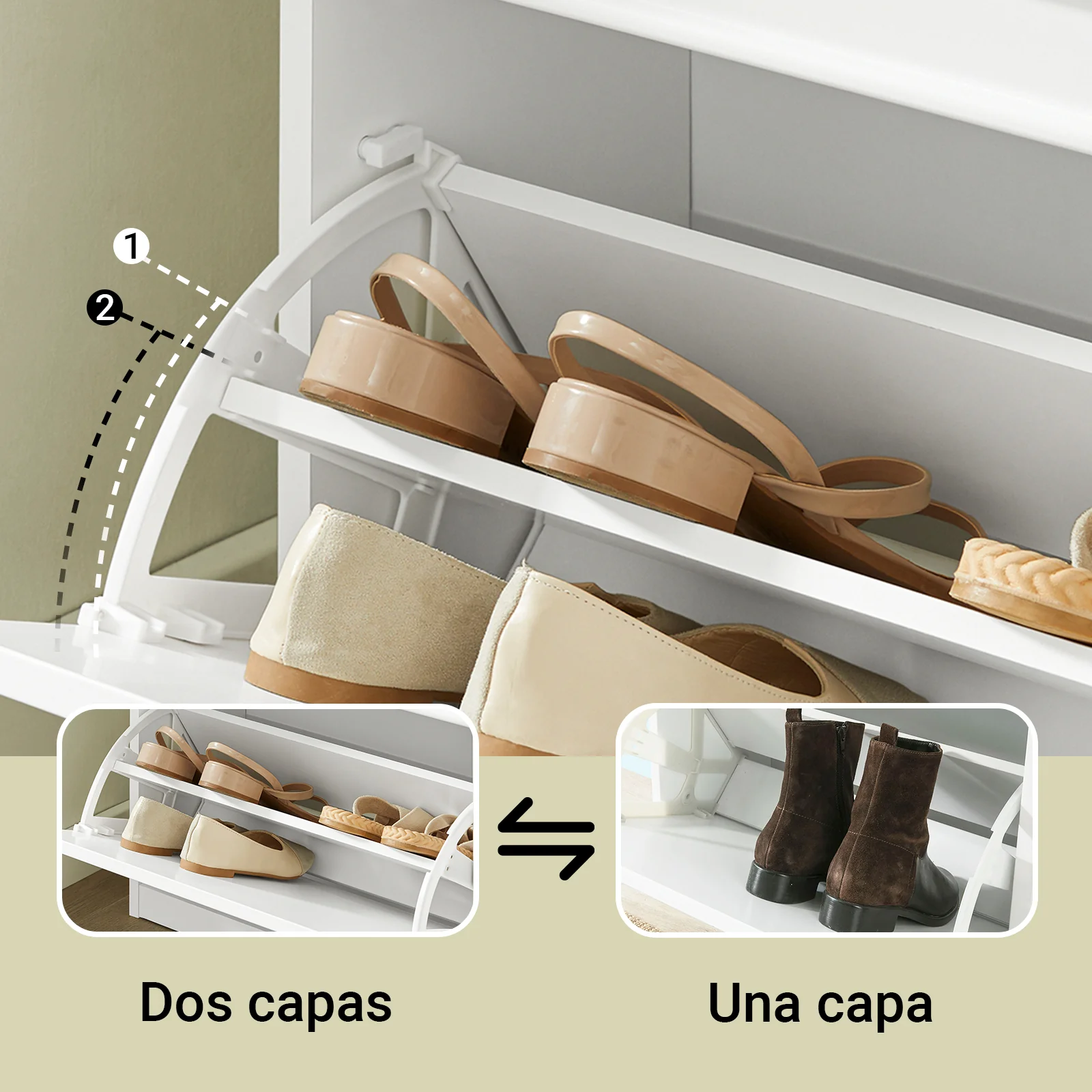 SoBuy FSR64-W+FSR78-W Set de 2 Zapateros Estrechos Armario + Banco Blanco - Image 5
