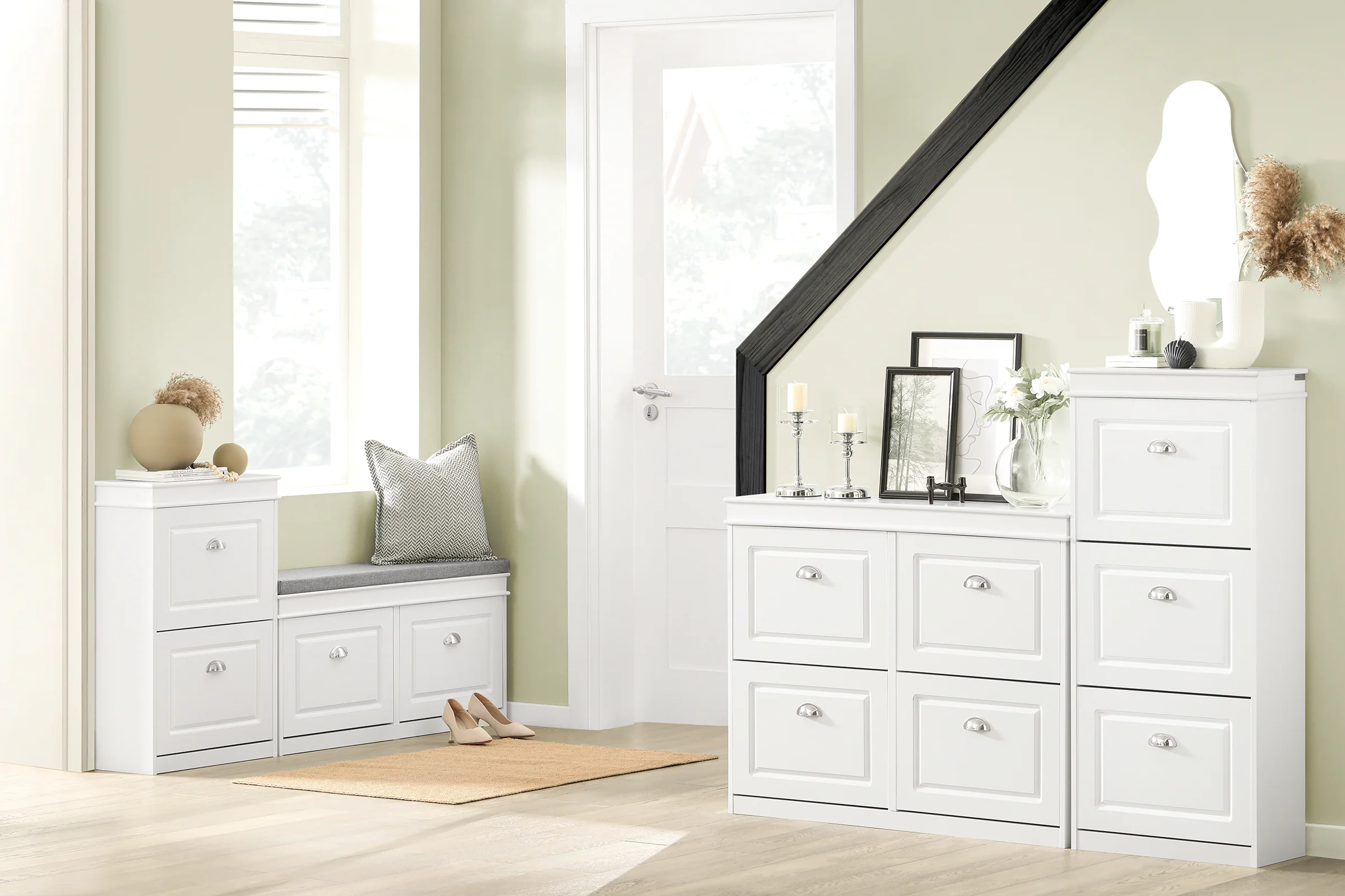 SoBuy FSR79-W Zapatero Estrecho con 4 Puertas Mueble Zapatero Blanco - Image 5