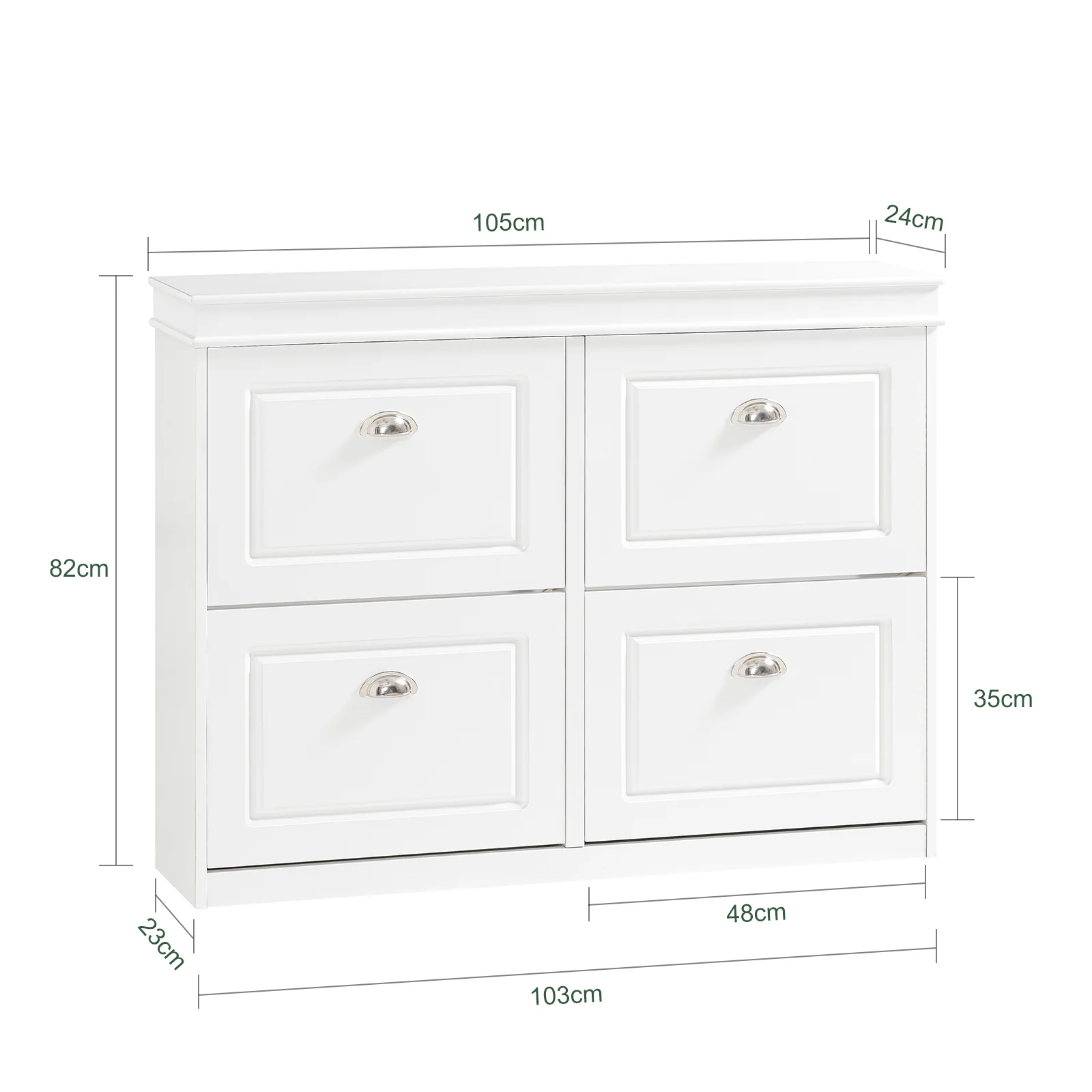SoBuy FSR79-W Zapatero Estrecho con 4 Puertas Mueble Zapatero Blanco - Image 3
