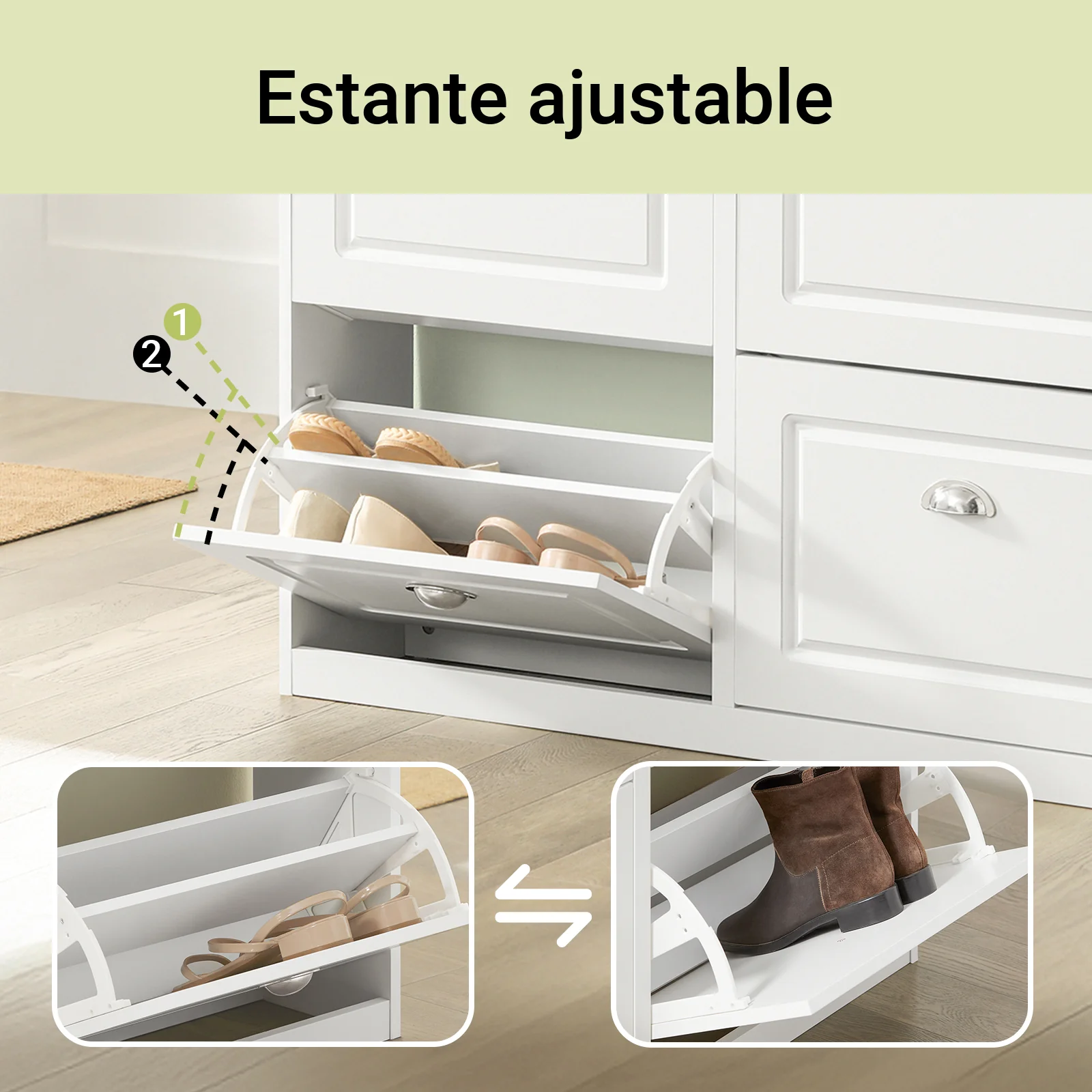 SoBuy FSR79-W Zapatero Estrecho con 4 Puertas Mueble Zapatero Blanco - Image 6