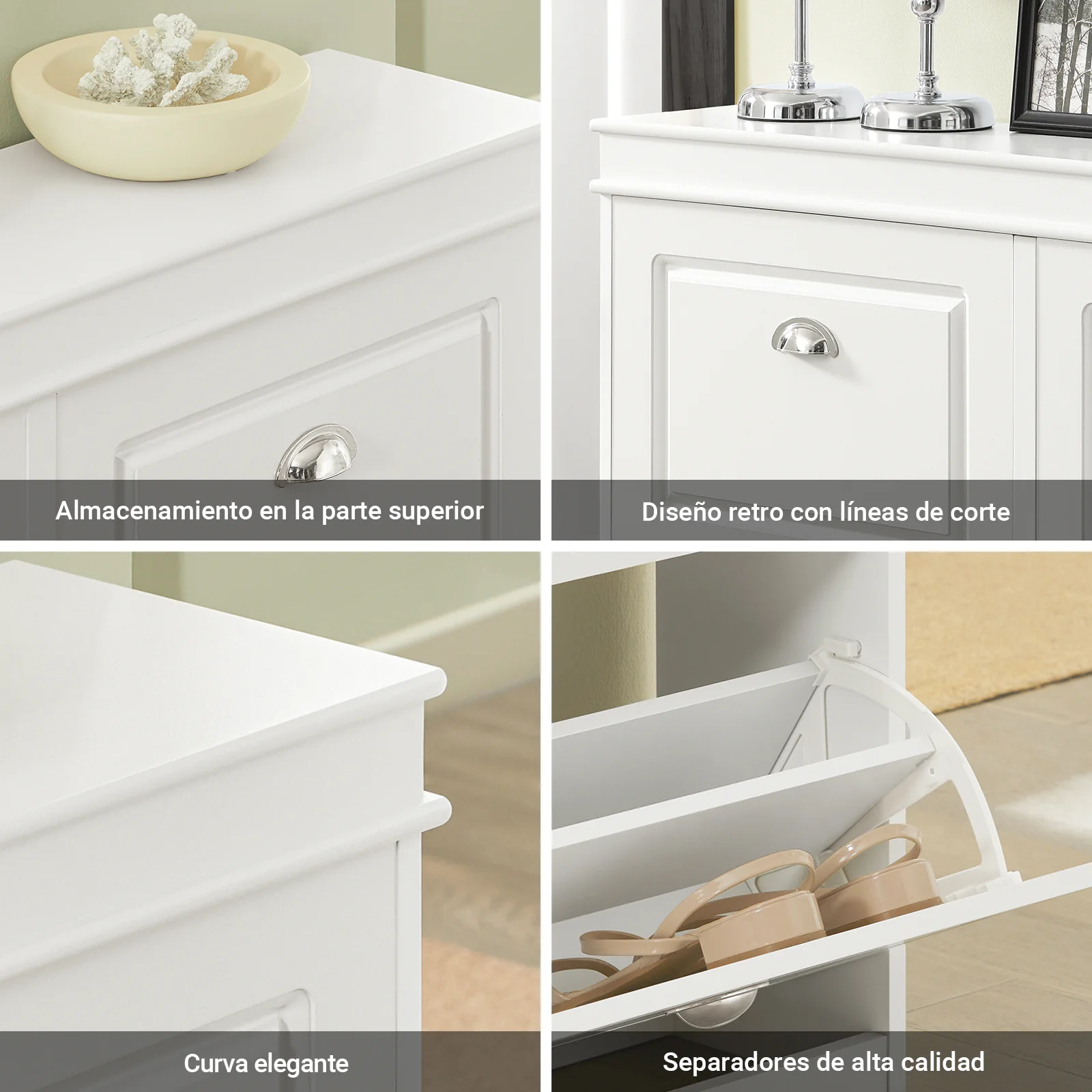 SoBuy FSR79-W Zapatero Estrecho con 4 Puertas Mueble Zapatero Blanco - Image 7