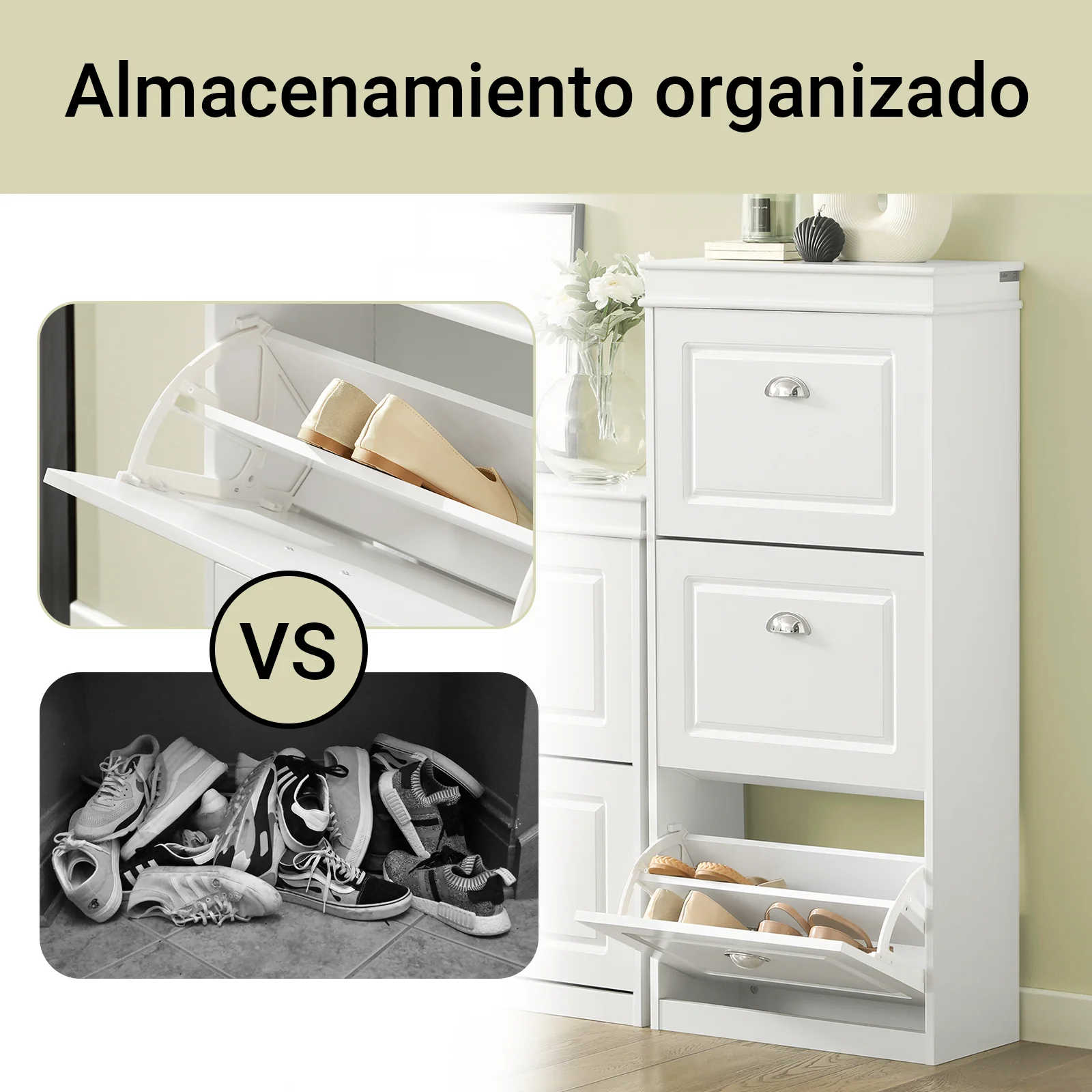 SoBuy FSR94-W Zapatero Estrecho con 3 Solapas Blanco - Image 9