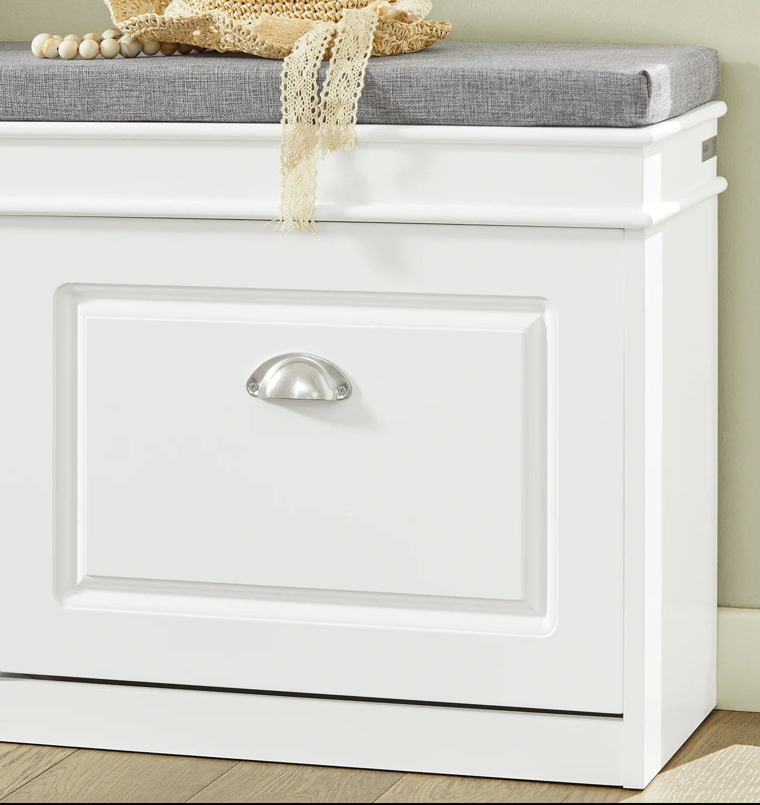 SoBuy FSR64-W Zapatero Banco con 2 solapas Recibidores de Entrada 104x24x52cm Blanco - Image 7