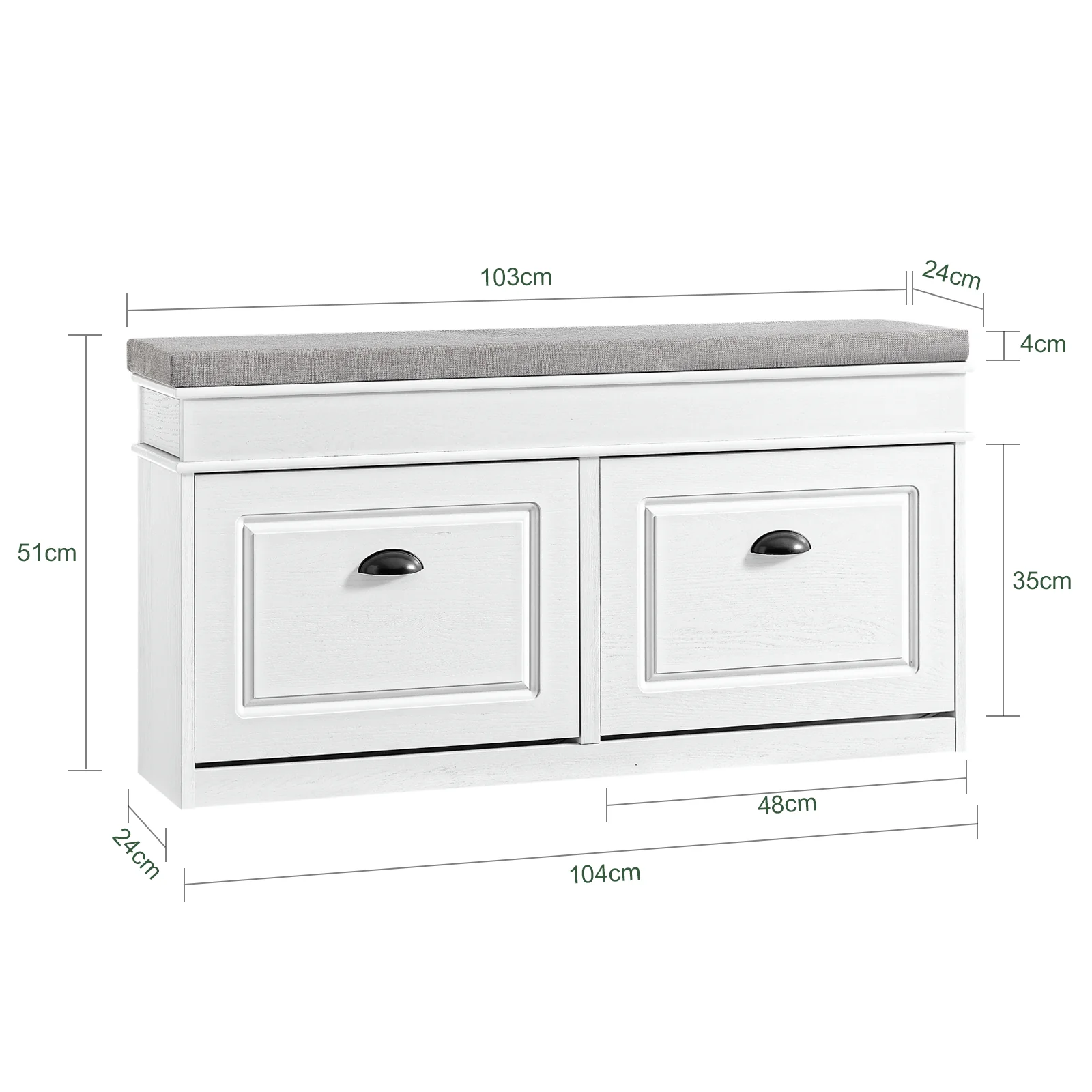 SoBuy FSR64-WG Banco Zapatero con 2 Solapas Madera Envejecida Blanca - Image 4