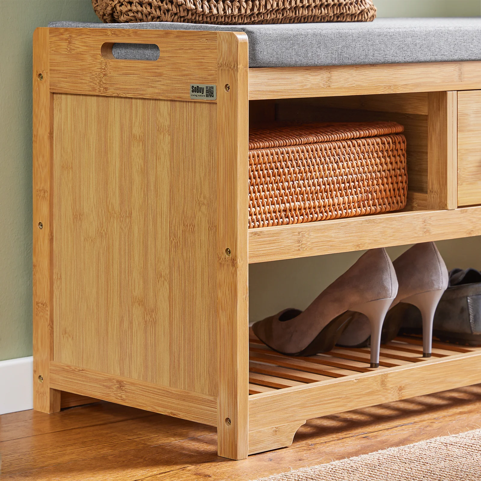 SoBuy FSR75-N Banco Zapatero con 1 cajón y 2 Estantes - Image 9