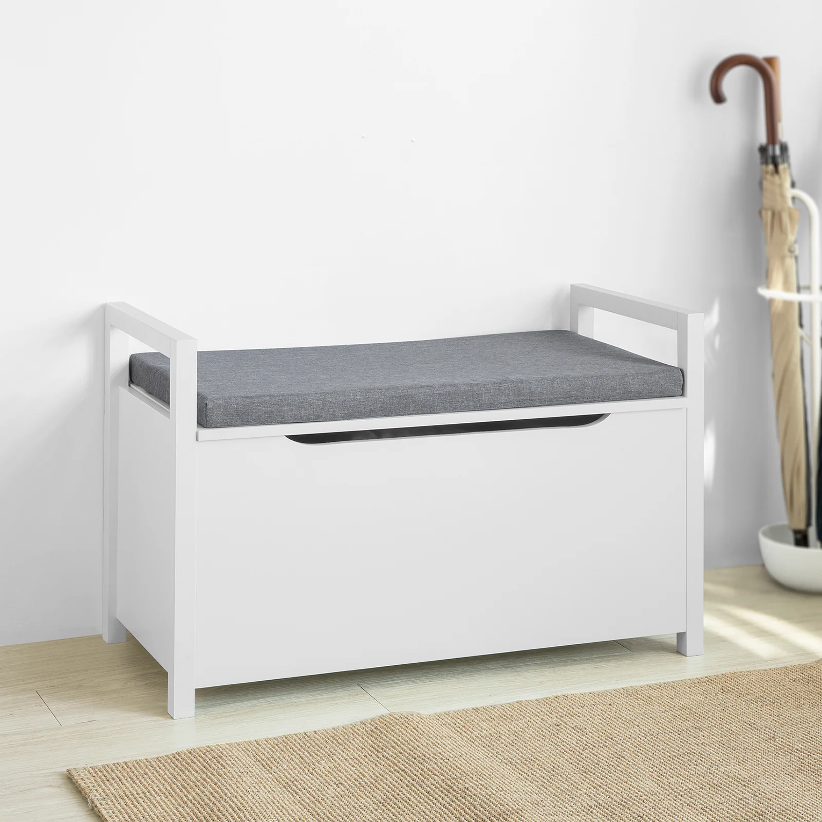 SoBuy FSR76-W Zapatero Banco multifuncional blanco 86 x 38 x54 cm - Image 2