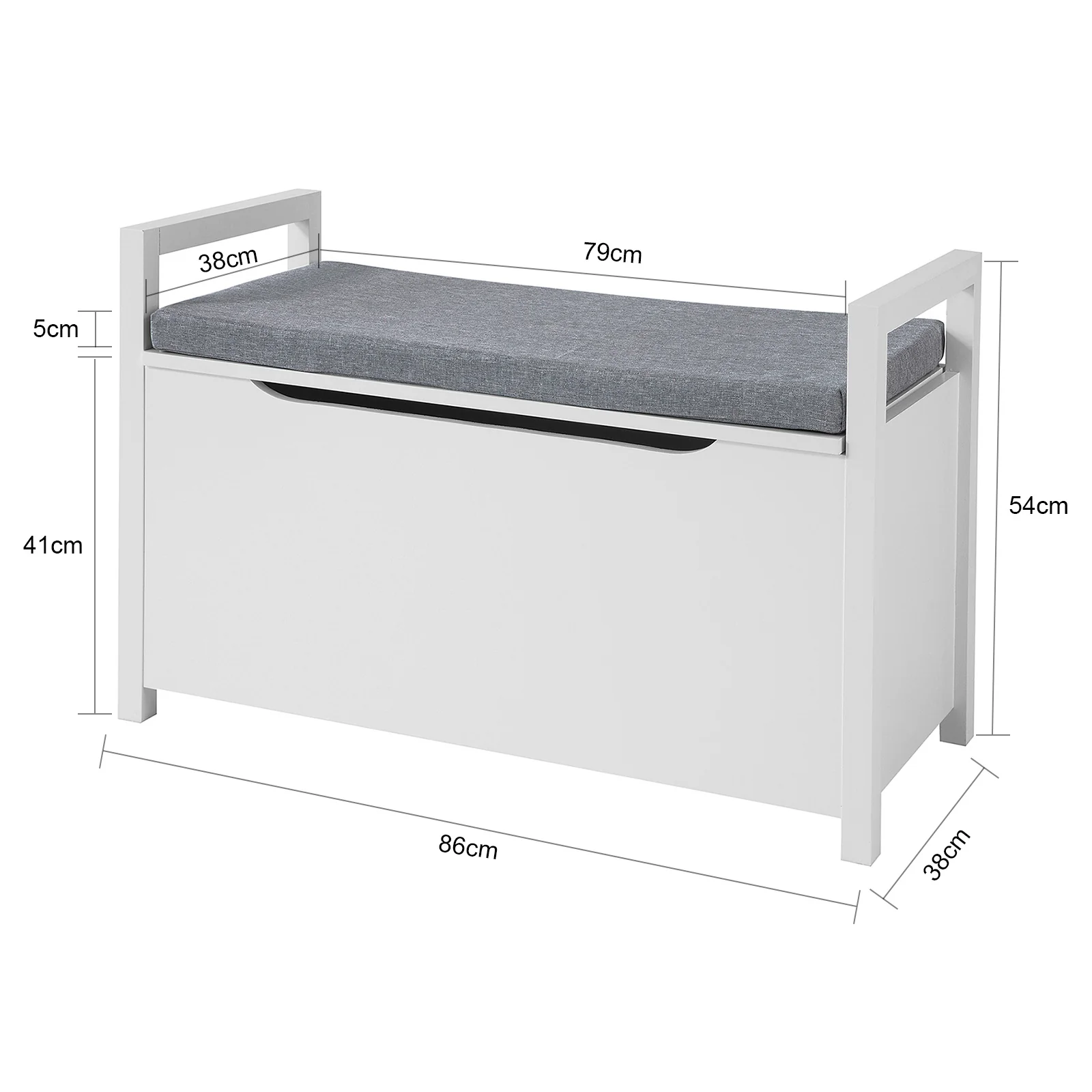 SoBuy FSR76-W Zapatero Banco multifuncional blanco 86 x 38 x54 cm - Image 4