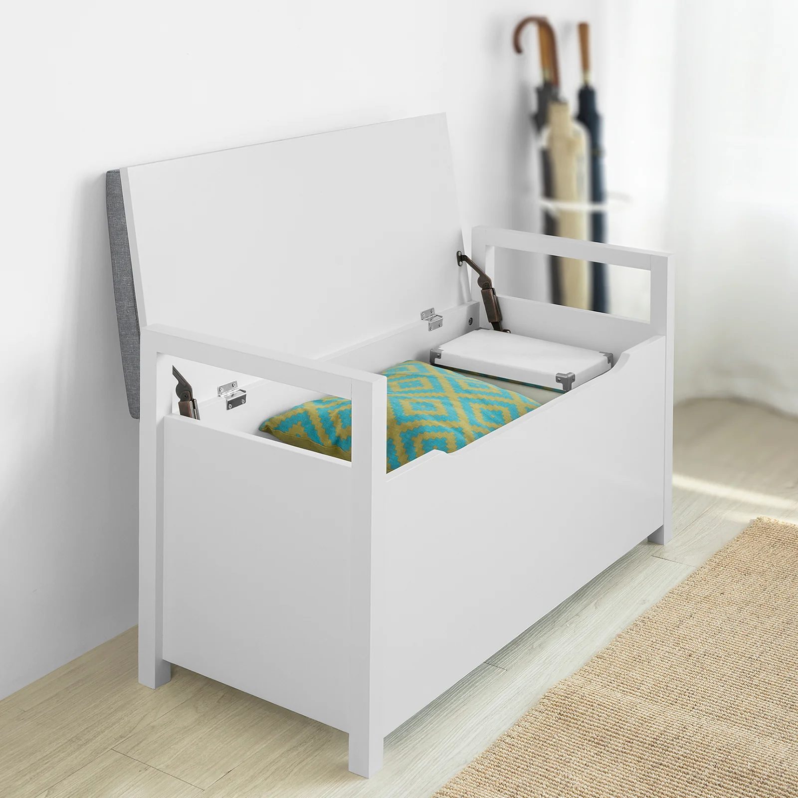 SoBuy FSR76-W Zapatero Banco multifuncional blanco 86 x 38 x54 cm - Image 7