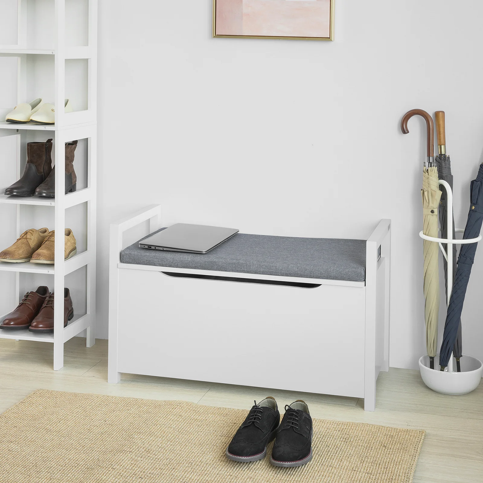 SoBuy FSR76-W Zapatero Banco multifuncional blanco 86 x 38 x54 cm - Image 8