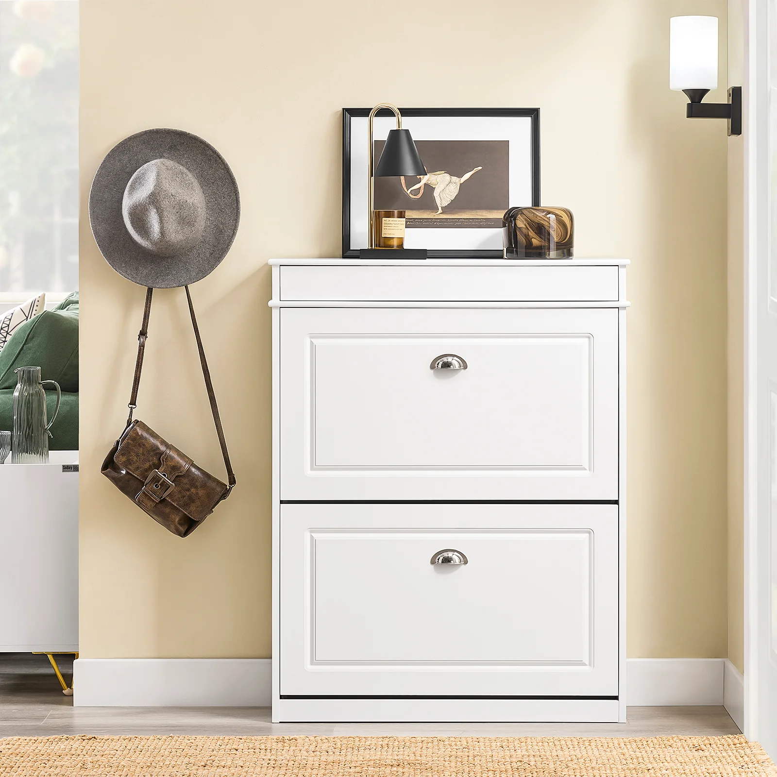 SoBuy FSR78-L-W Zapatero Estrecho con 2 Solapas y 1 cajón Blanco - Image 2