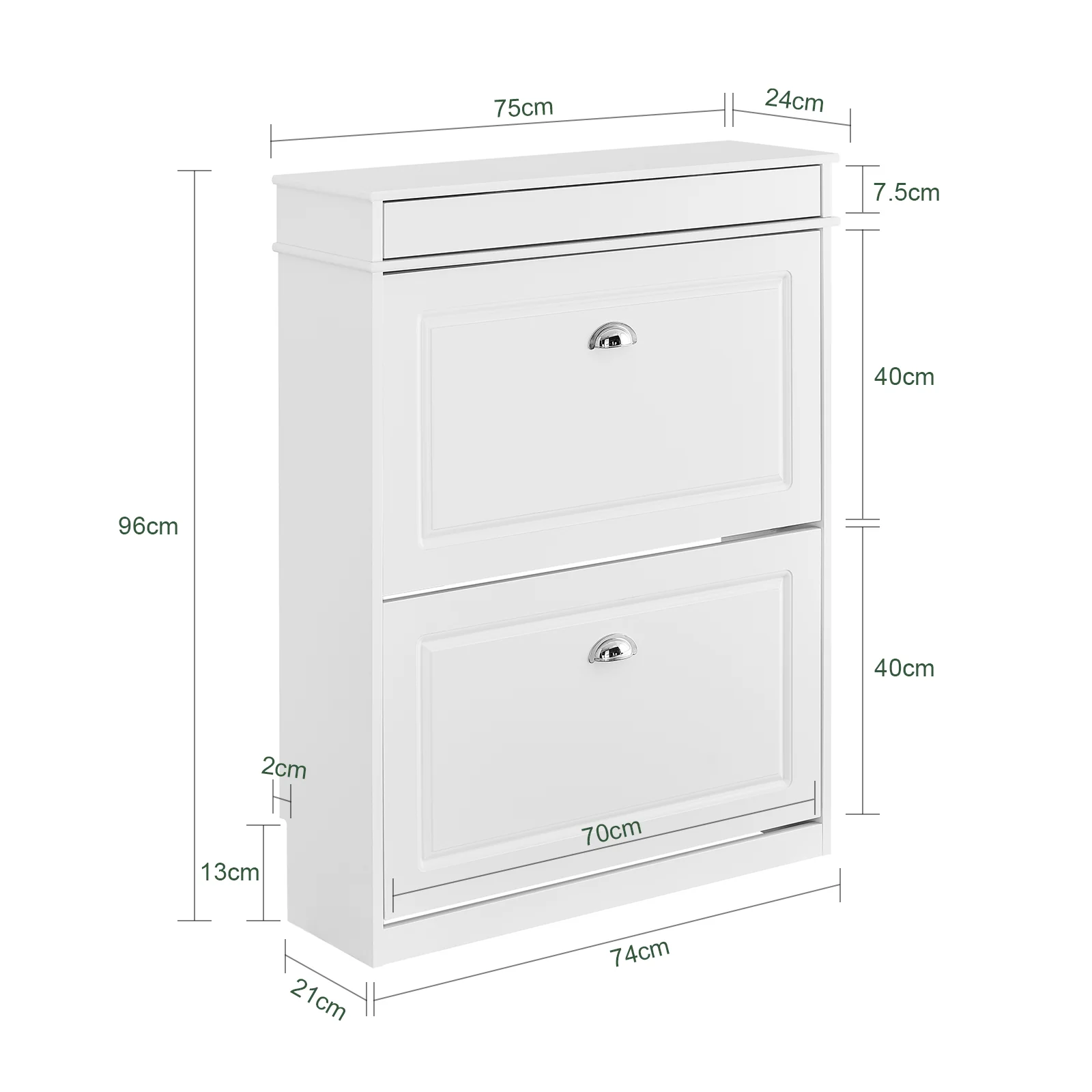 SoBuy FSR78-L-W Zapatero Estrecho con 2 Solapas y 1 cajón Blanco - Image 4