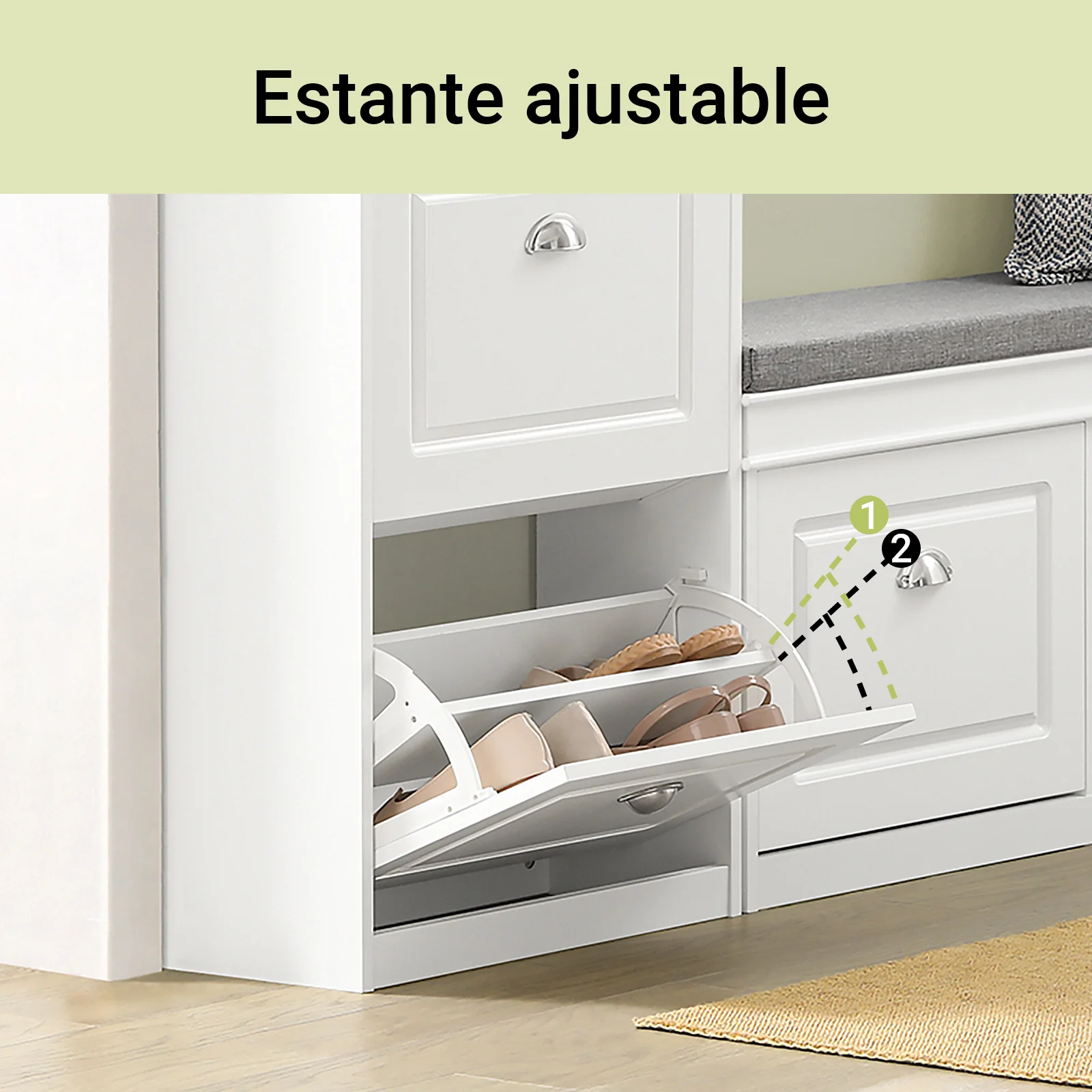 SoBuy FSR78-W Zapatero estrecho con 2 solapas Blanco H83cm - Image 5